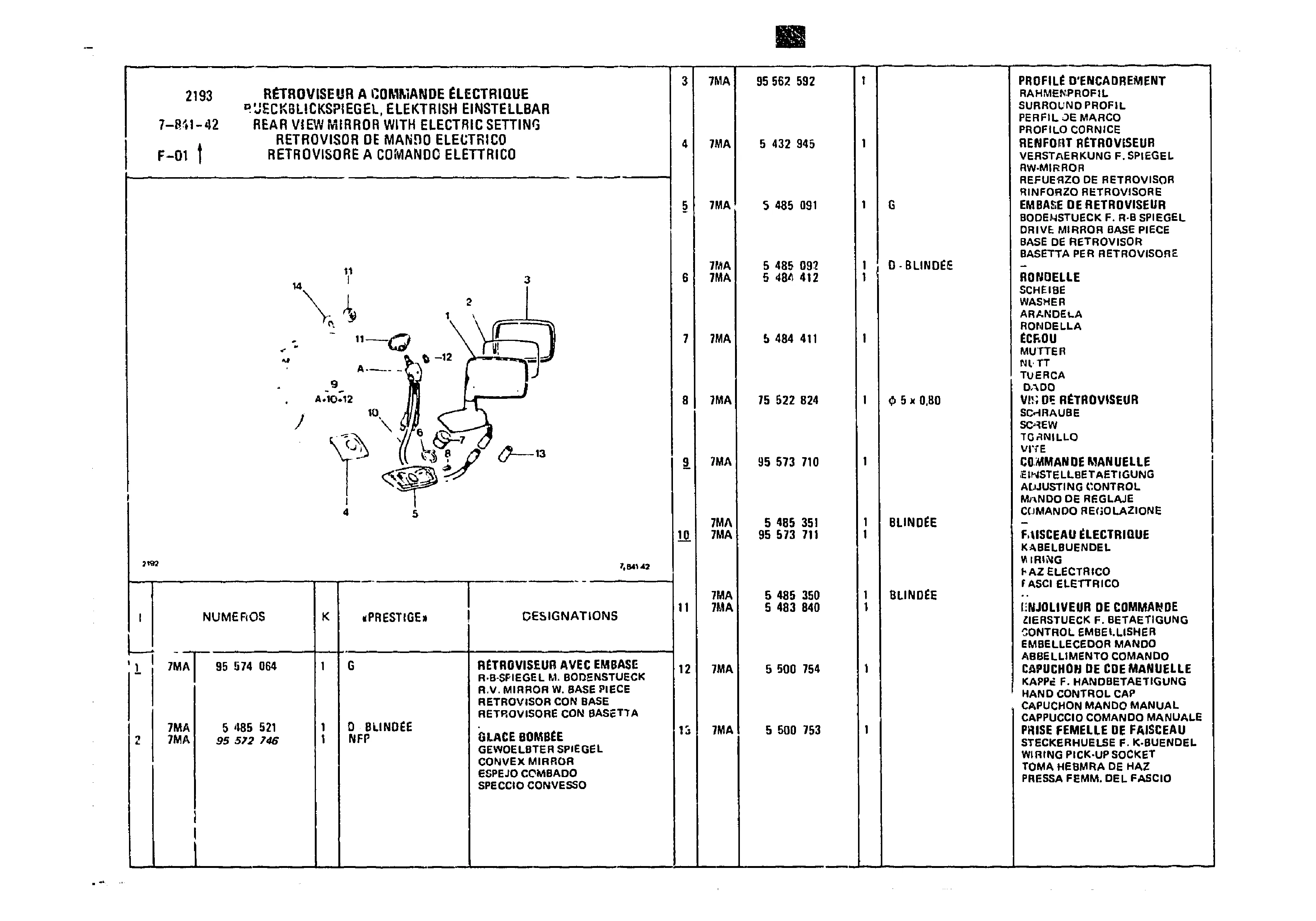 Rear View Mirror With Electric Setting, page 808 of 985 — CX Parts Catalogue — 1981–1985