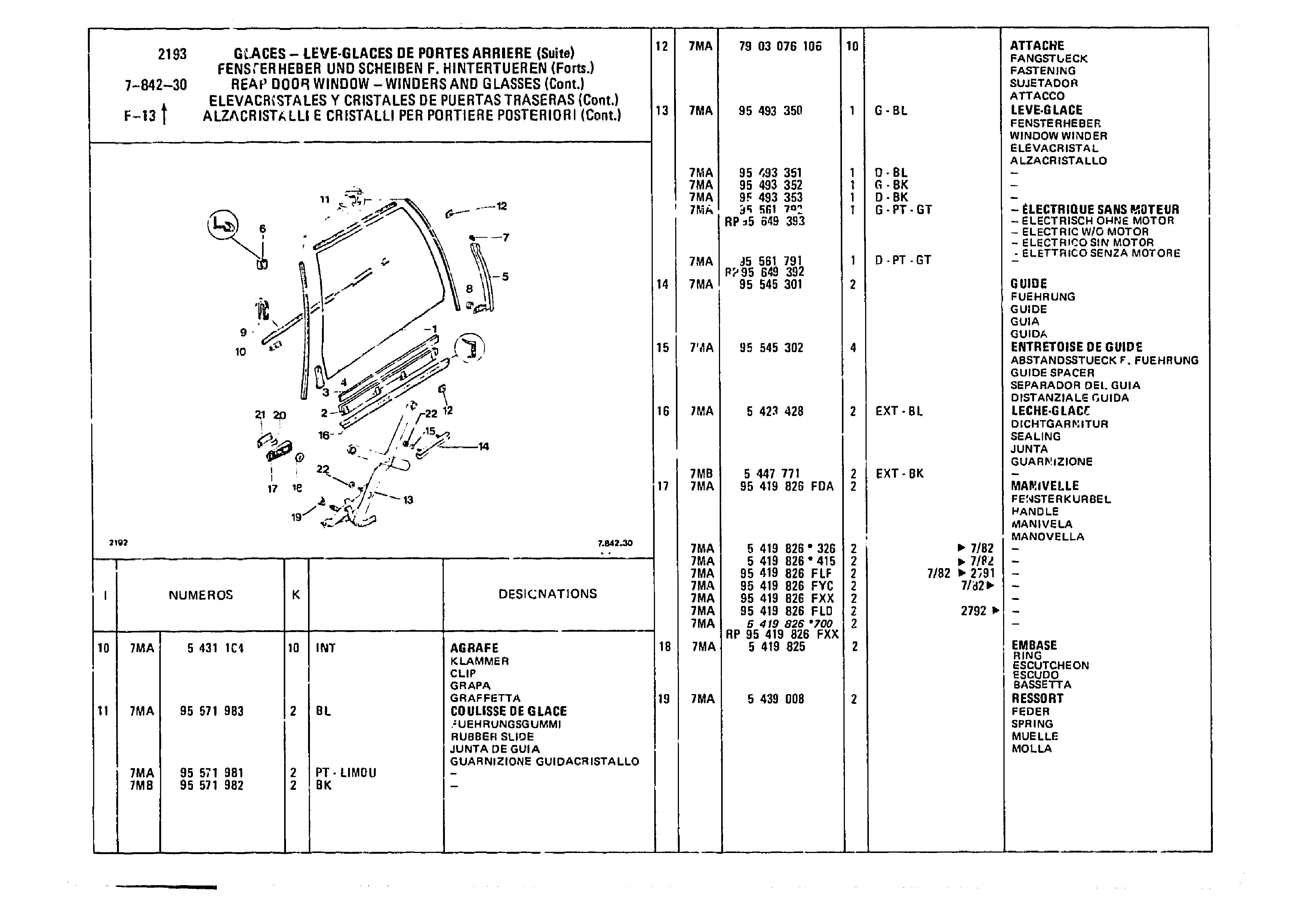 Outer Rear-View Mirror, page 820 of 985 — CX Parts Catalogue — 1981–1985