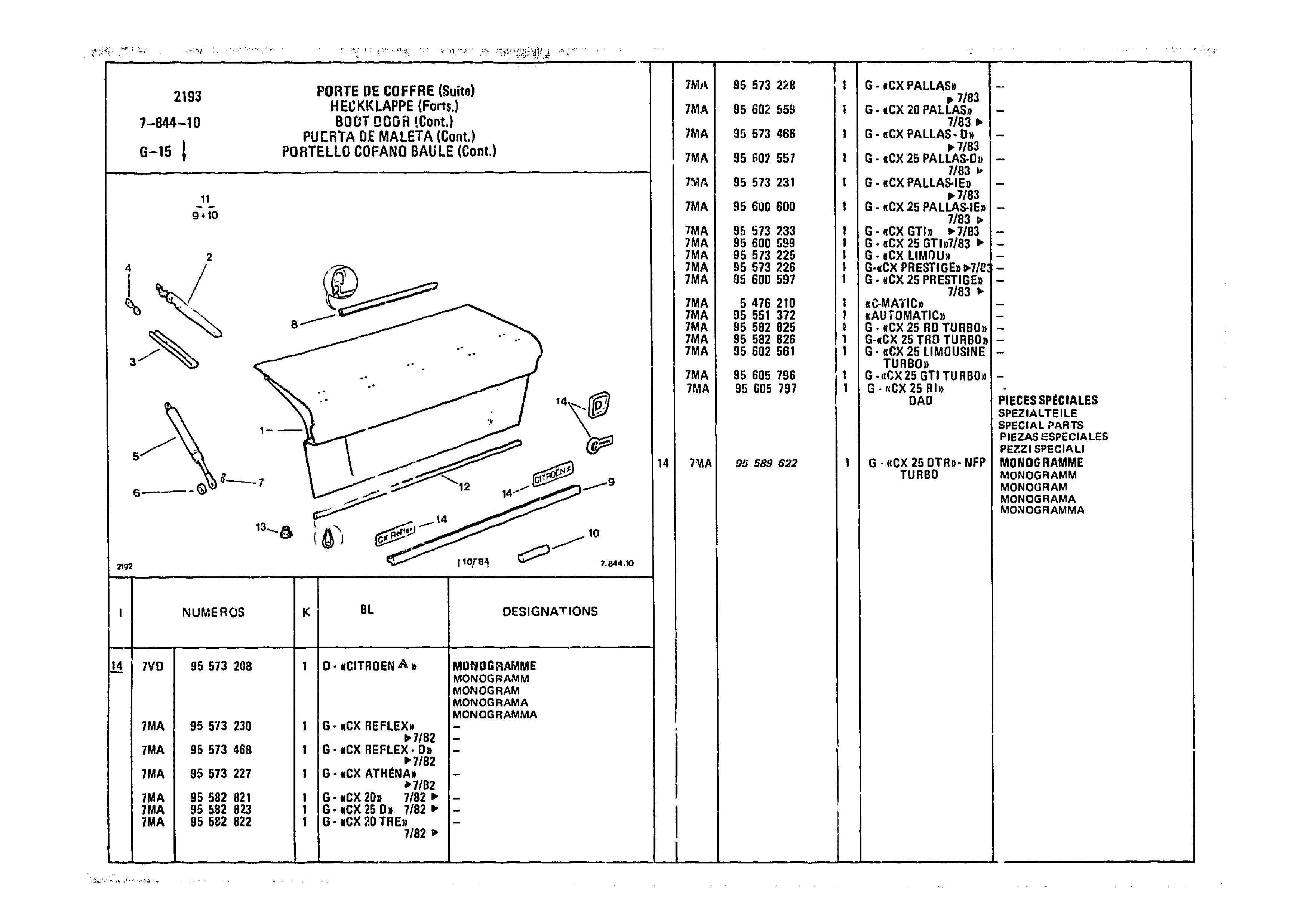 Boot Door, page 823 of 985 — CX Parts Catalogue — 1981–1985