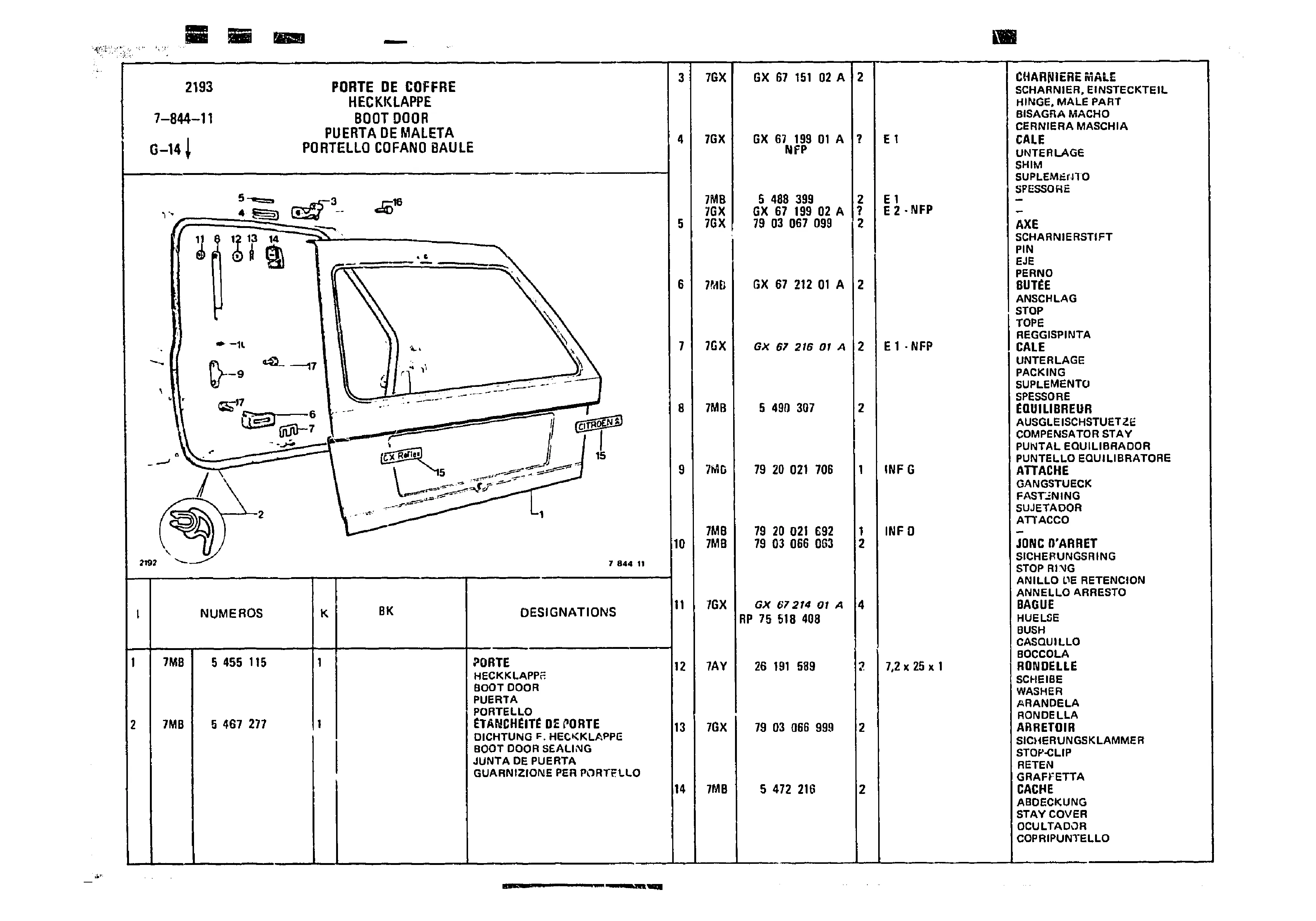 Boot Door, page 824 of 985 — CX Parts Catalogue — 1981–1985