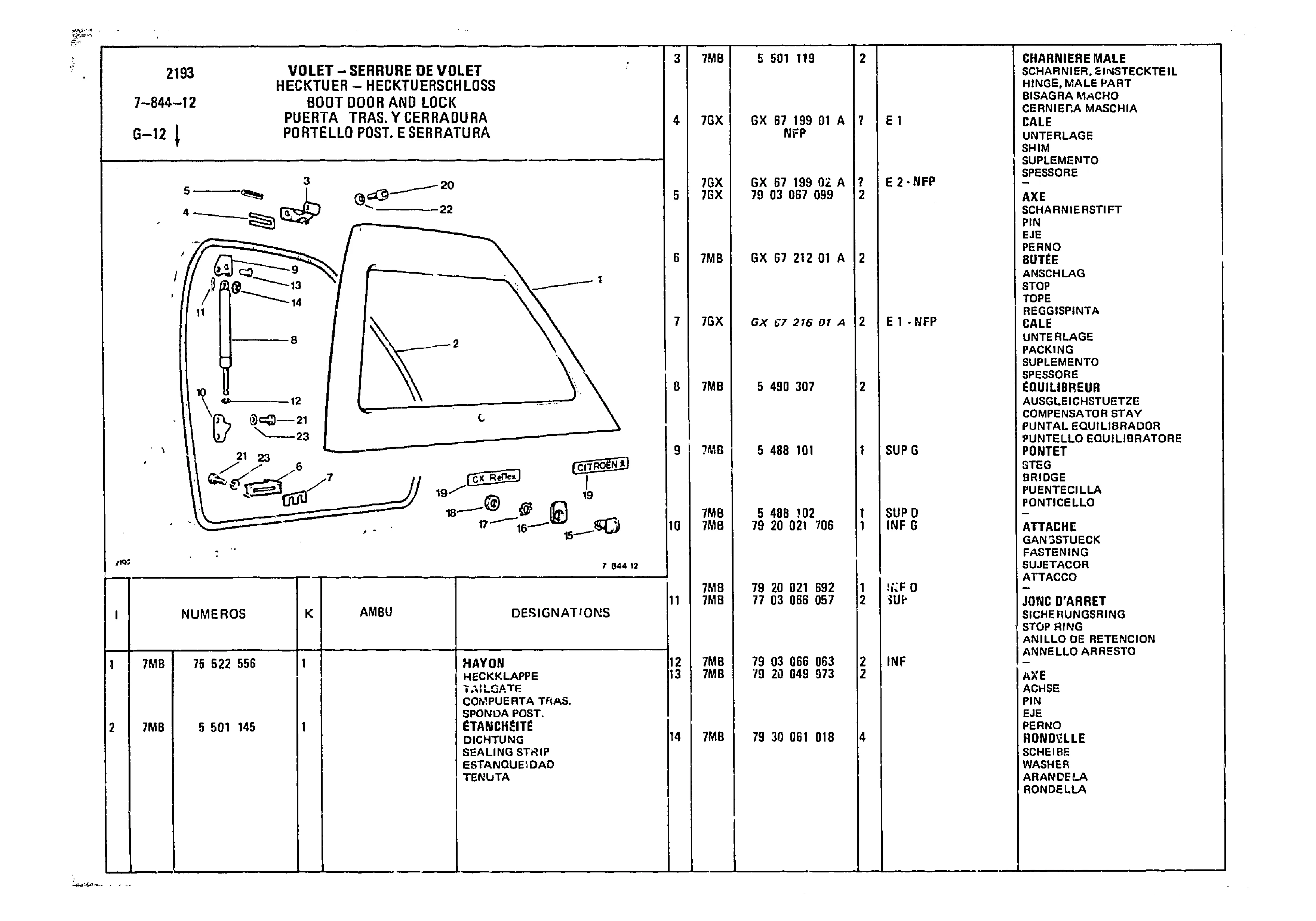 Boot Door And Lock, page 826 of 985 — CX Parts Catalogue — 1981–1985
