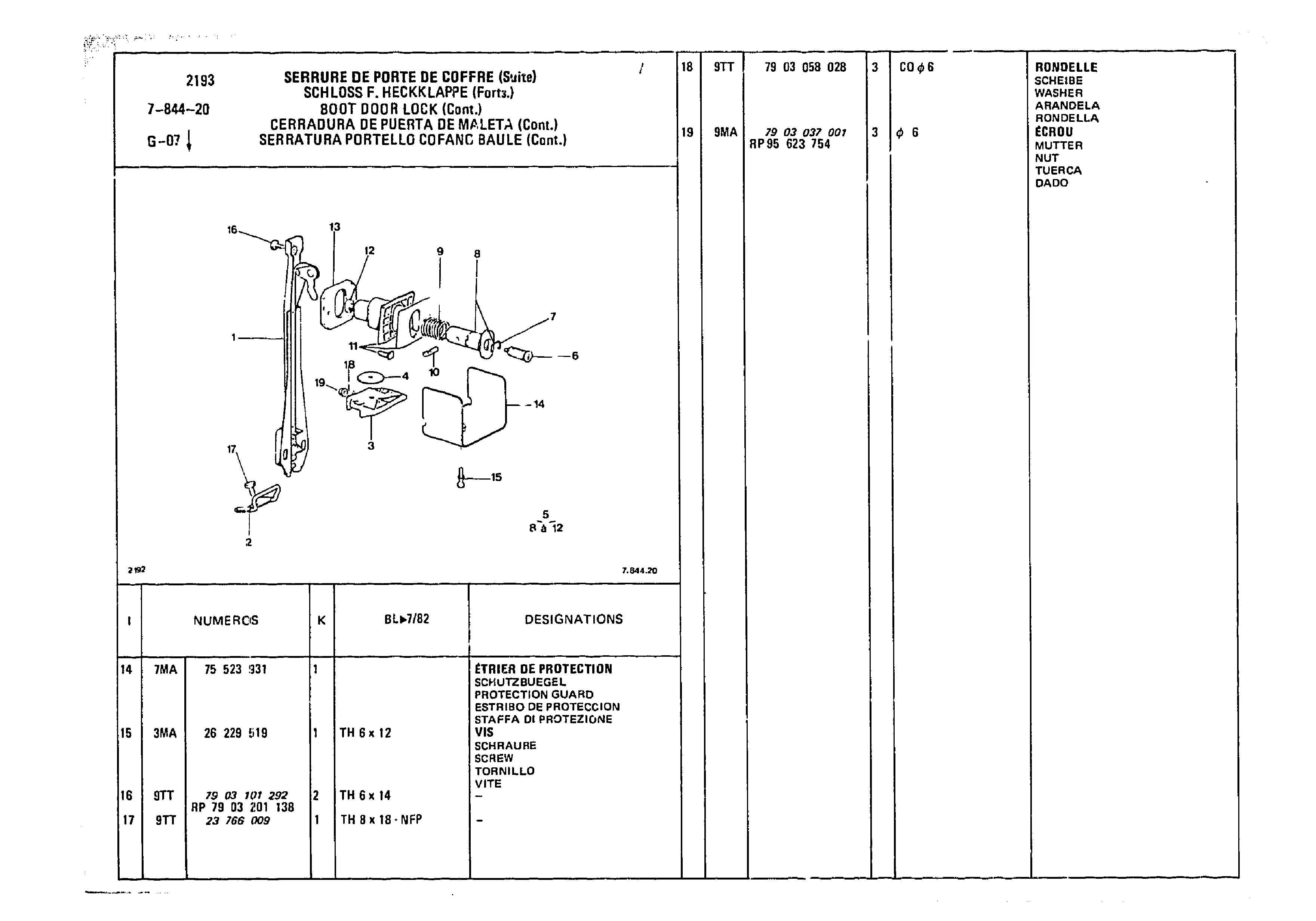 Boot Door Lock, page 831 of 985 — CX Parts Catalogue — 1981–1985