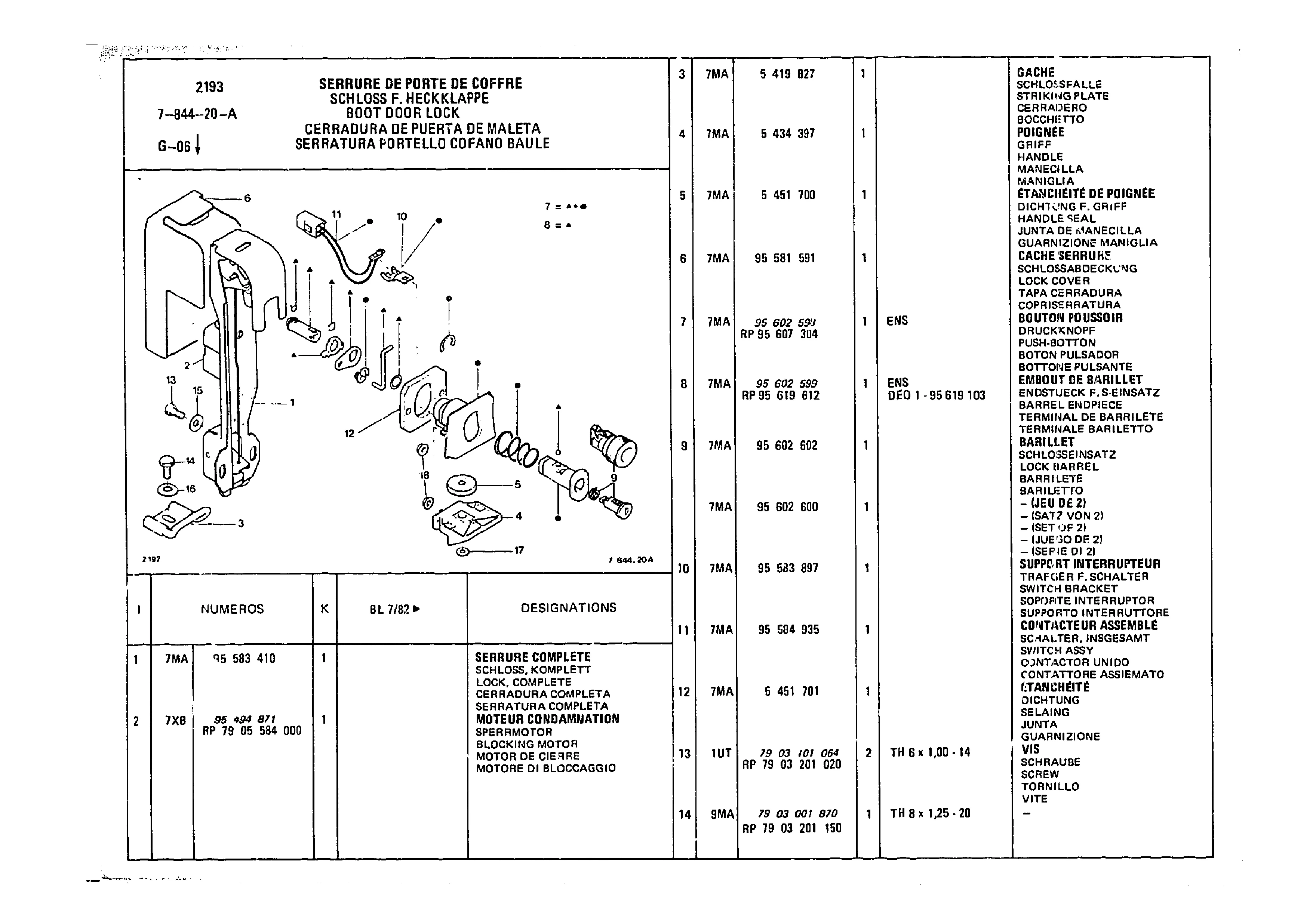 Boot Door Lock, page 832 of 985 — CX Parts Catalogue — 1981–1985