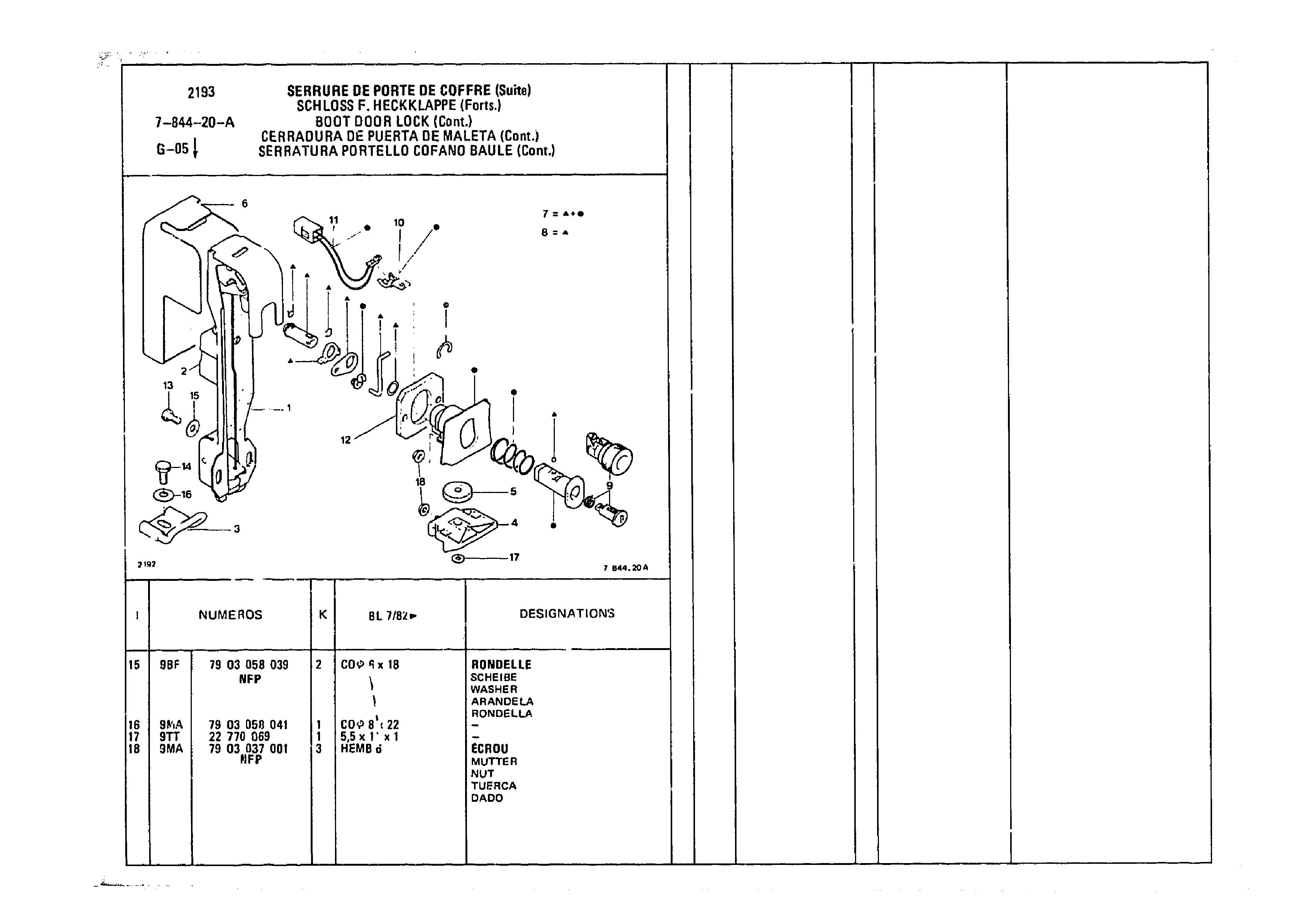 Boot Door Lock, page 833 of 985 — CX Parts Catalogue — 1981–1985