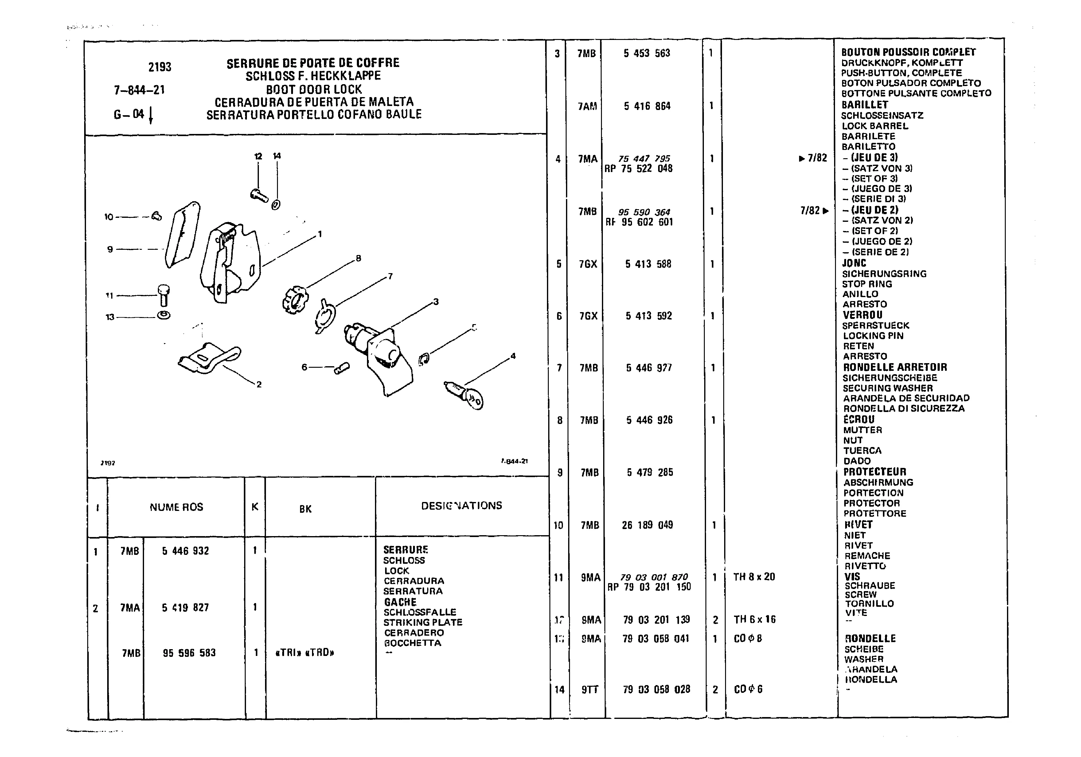 Boot Door Lock, page 834 of 985 — CX Parts Catalogue — 1981–1985