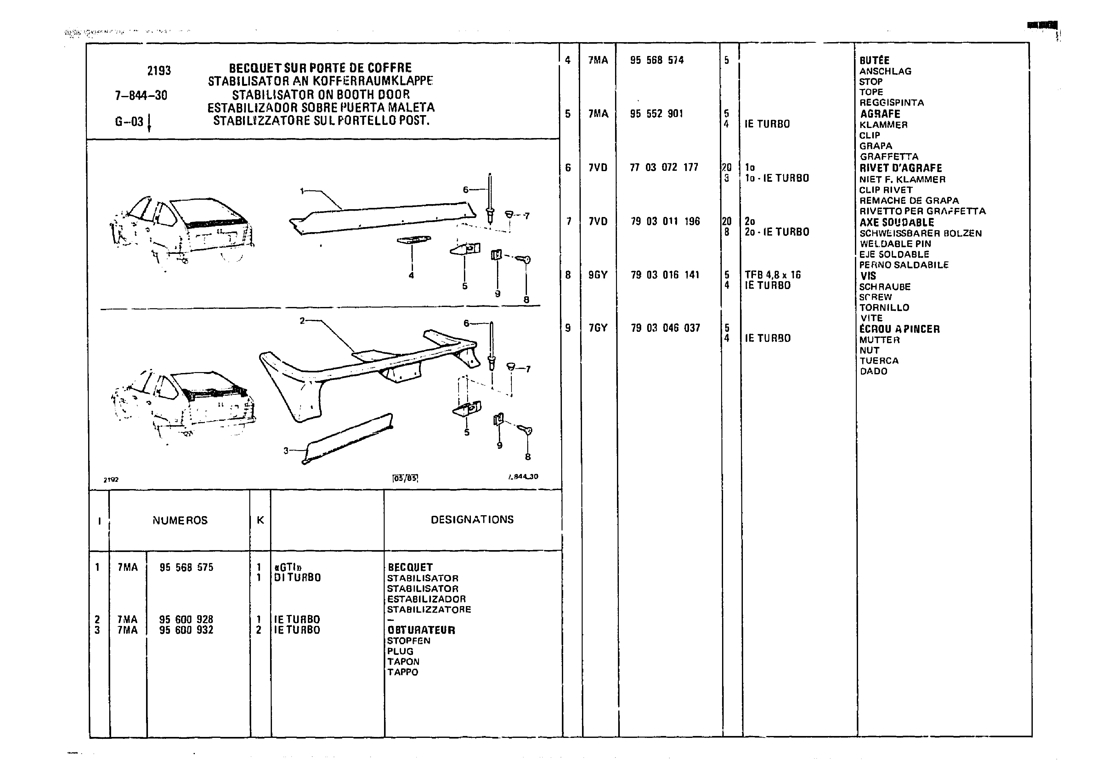 Stabilisator On Booth Door, page 835 of 985 — CX Parts Catalogue — 1981–1985