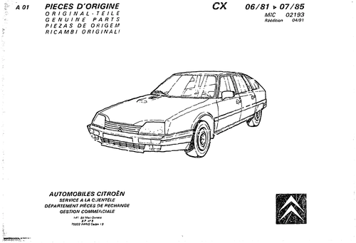 CX Parts Catalogue 1981–1985 cover