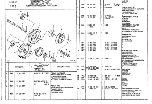 Camshaft - Pulley, page 138 — CX Parts Catalogue — 1981–1985
