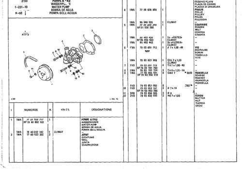 Water Pump, page 184 — CX Parts Catalogue — 1981–1985