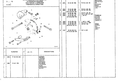 Alternator Securing, page 374 — CX Parts Catalogue — 1981–1985
