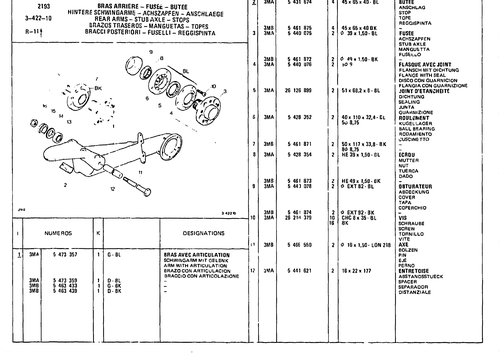 Rear Arms - Stub Axle - Stop, page 458 — CX Parts Catalogue — 1981–1985