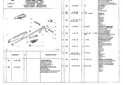 Hand Brake - Handle, page 531 — CX Parts Catalogue — 1981–1985