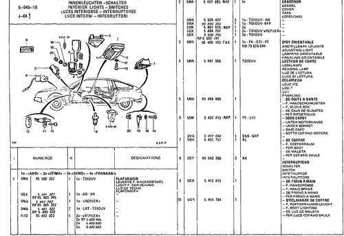 Interior Lights - Switches, page 597 — CX Parts Catalogue — 1981–1985