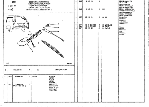Rear Window Wiper, page 603 — CX Parts Catalogue — 1981–1985