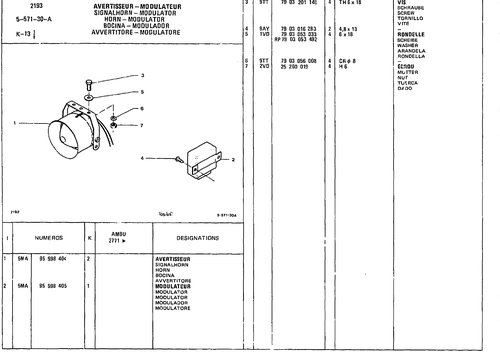 Horn - Modulator, page 611 — CX Parts Catalogue — 1981–1985
