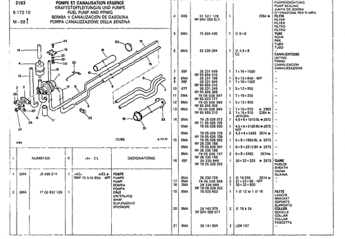 Fuel Pump And Piping, page 630 — CX Parts Catalogue — 1981–1985