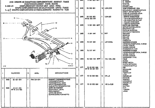 Complementary Heater Unit - Cock - pipes, page 724 — CX Parts Catalogue — 1981–1985