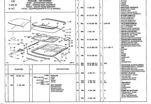 Opening Roof, page 791 — CX Parts Catalogue — 1981–1985