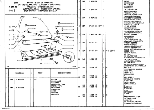 Tailgate - Stretcher Rails, page 828 — CX Parts Catalogue — 1981–1985