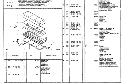 Folding Bench Cushion, page 922 — CX Parts Catalogue — 1981–1985