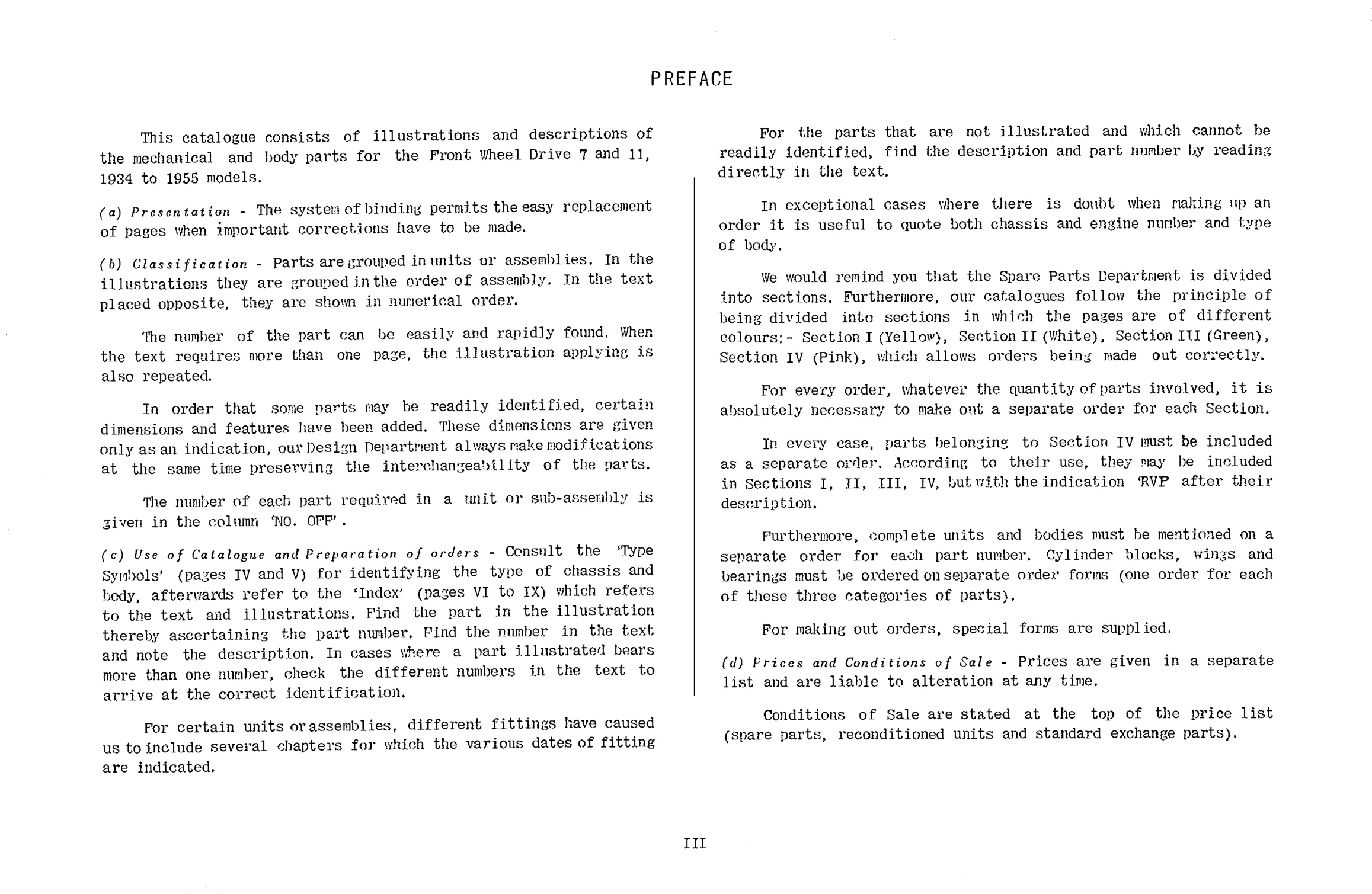 Introduction / Preface, page 1 of 226 — Front Wheel Drive 7 & 11 Parts Catalogue