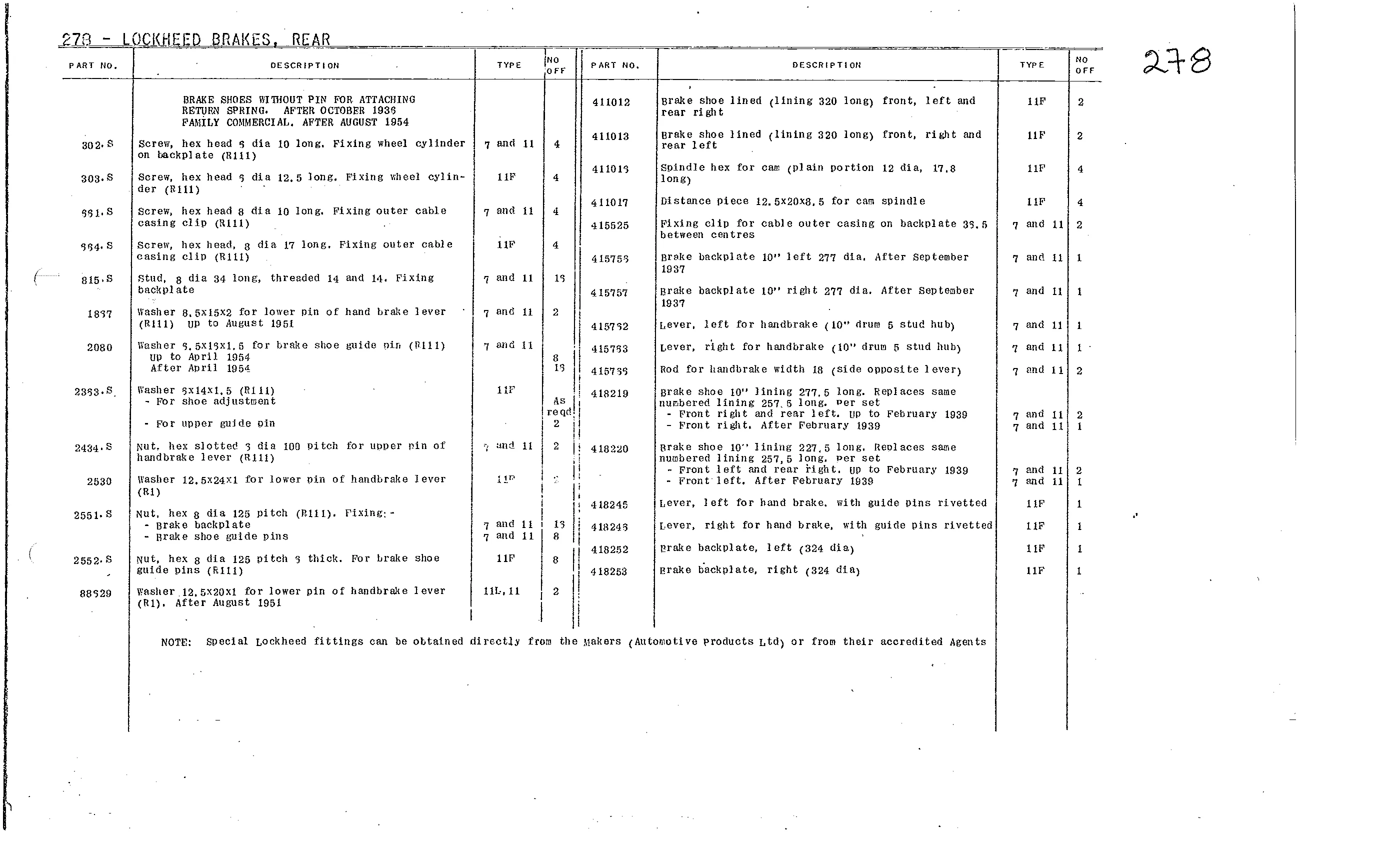 Lockheed r. brakes 11/36->, page 123 of 226 — Front Wheel Drive 7 & 11 Parts Catalogue