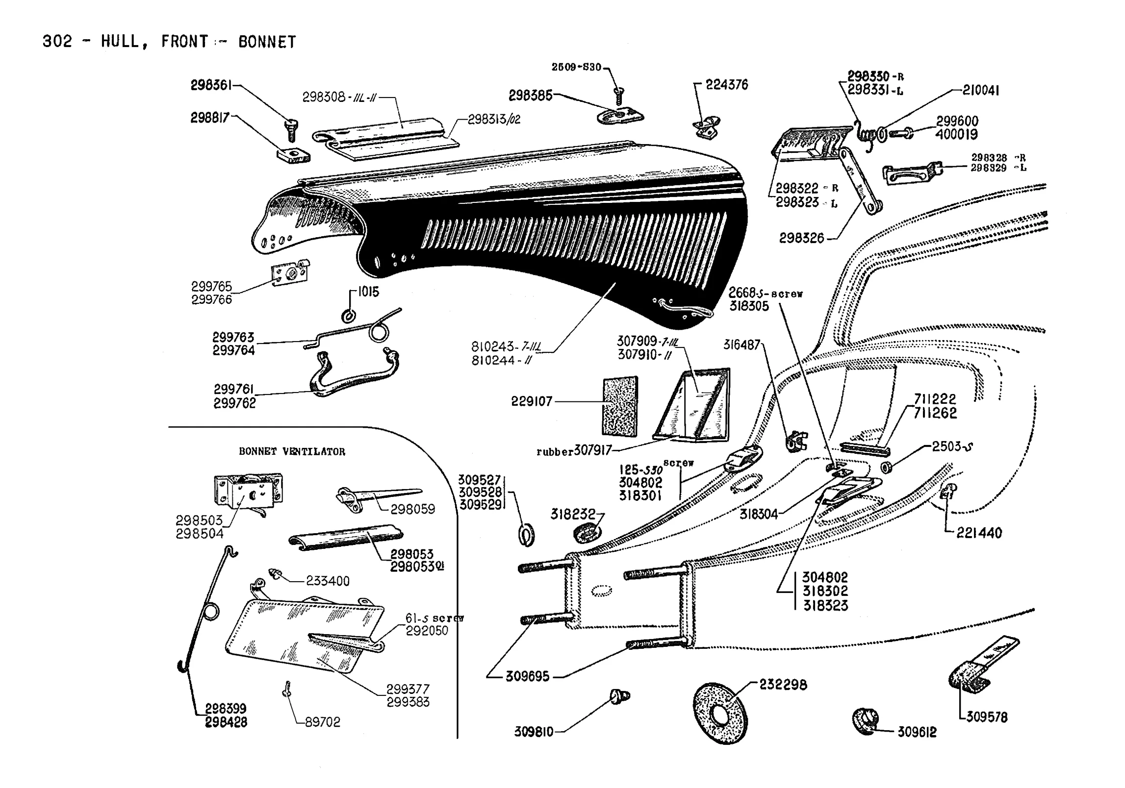 Hull front, bonnet, page 126 of 226 — Front Wheel Drive 7 & 11 Parts Catalogue