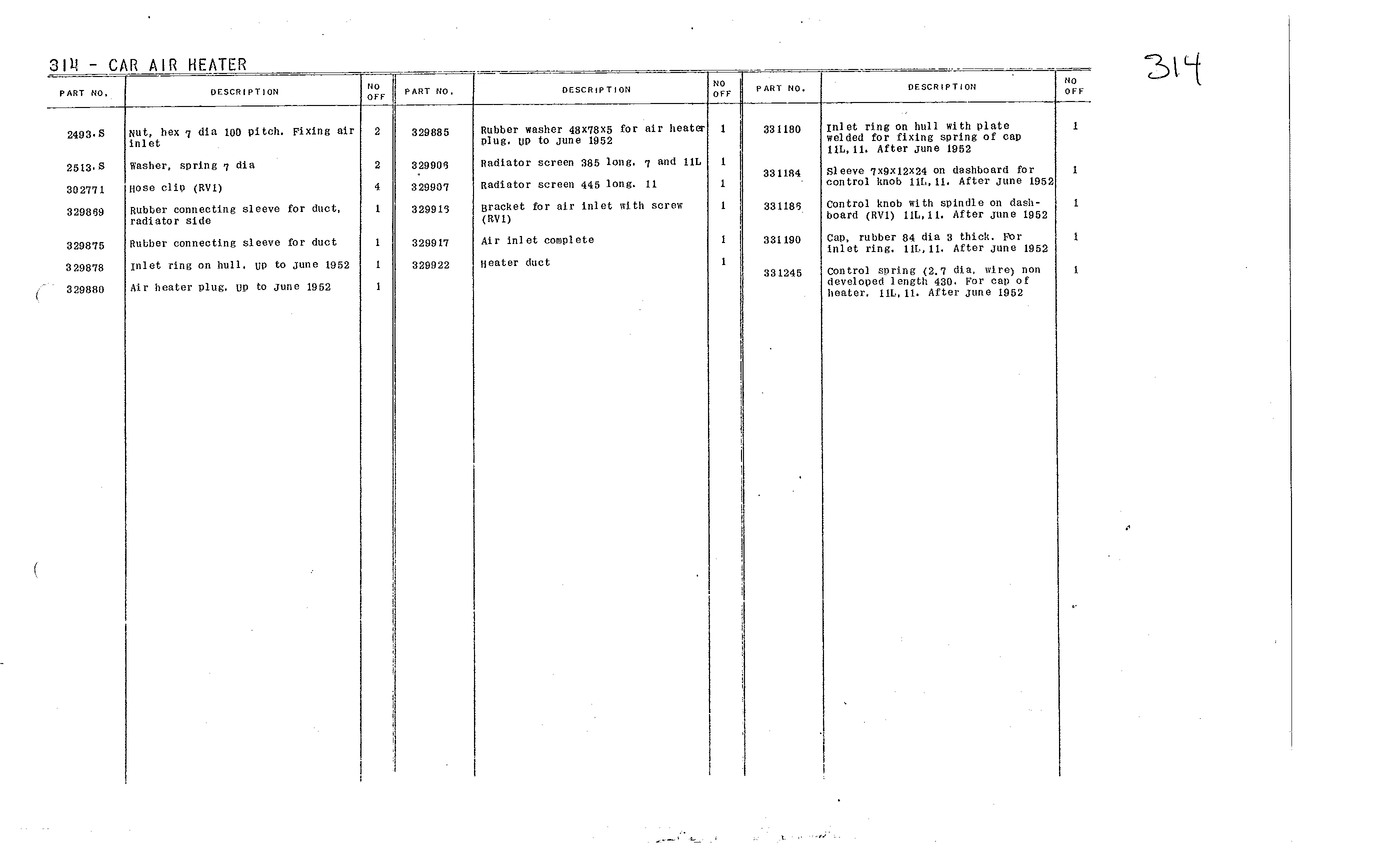 Car air heater, page 138 of 226 — Front Wheel Drive 7 & 11 Parts Catalogue