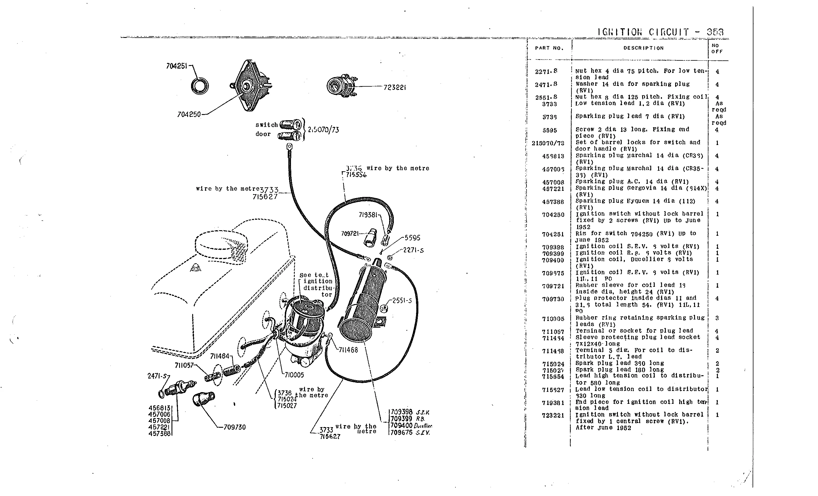 Ign, starter, choke controls / -> Feb 1950, page 171 of 226 — Front Wheel Drive 7 & 11 Parts Catalogue