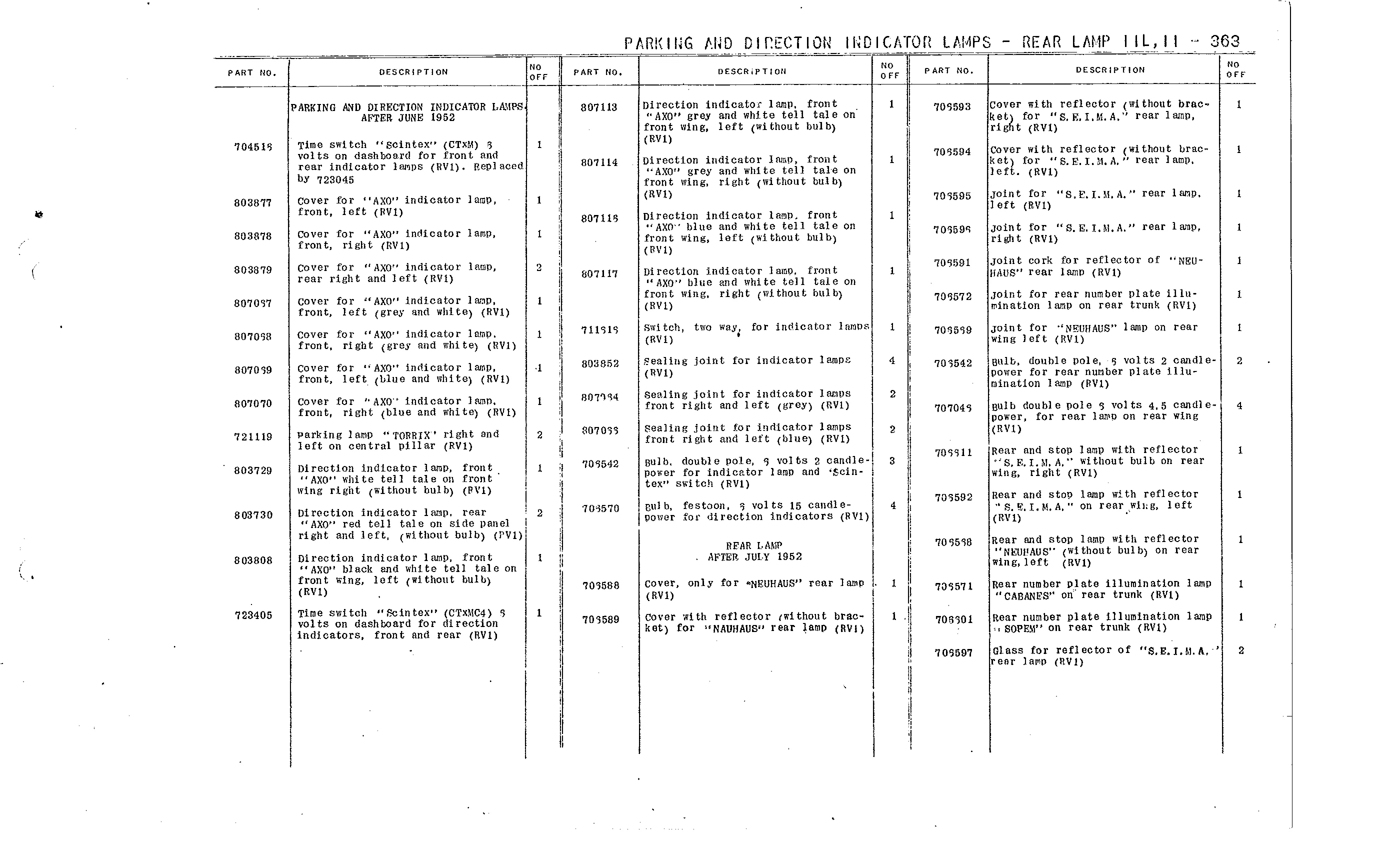 R. lights, no. plate, page 180 of 226 — Front Wheel Drive 7 & 11 Parts Catalogue