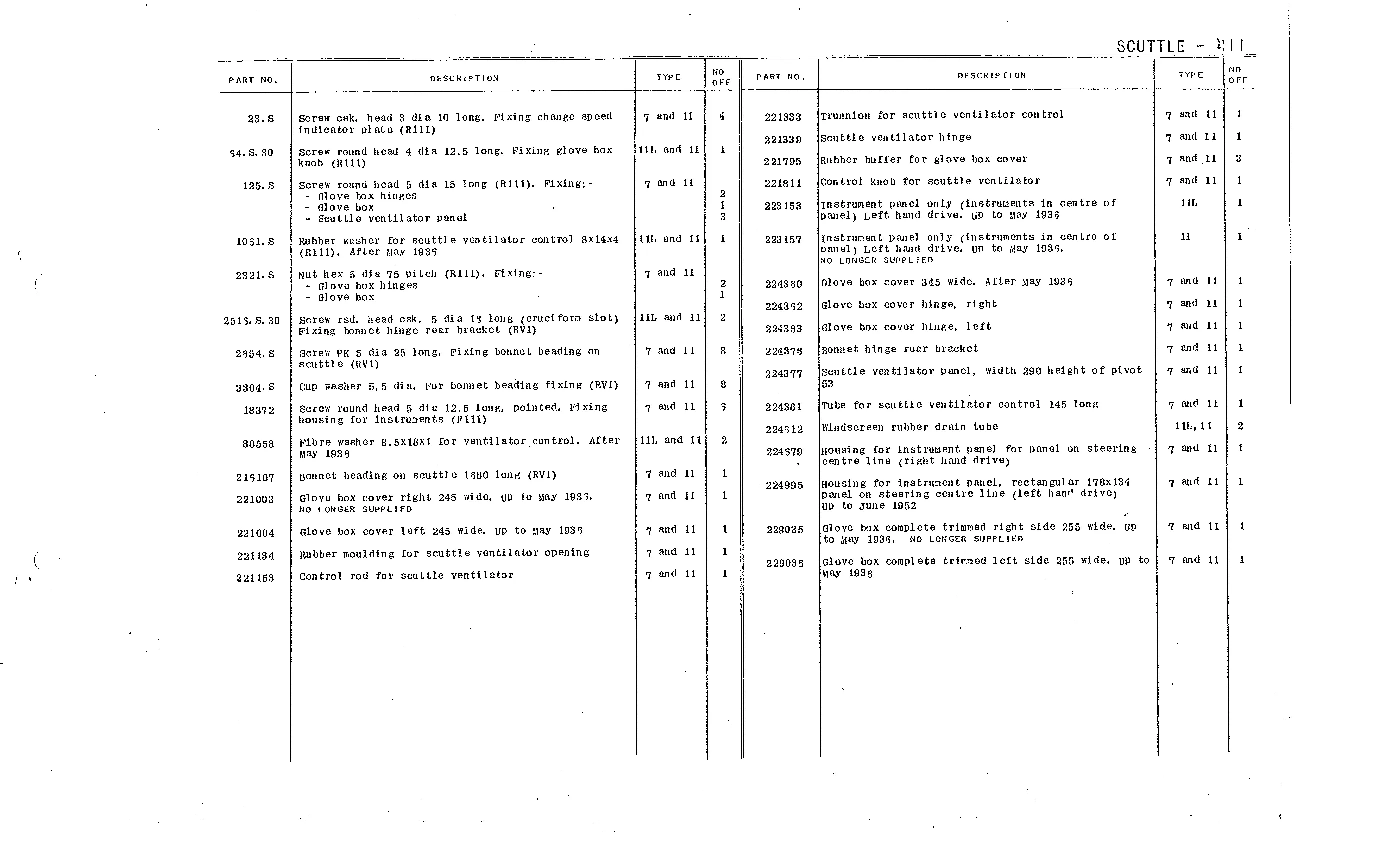 Scuttle, page 196 of 226 — Front Wheel Drive 7 & 11 Parts Catalogue