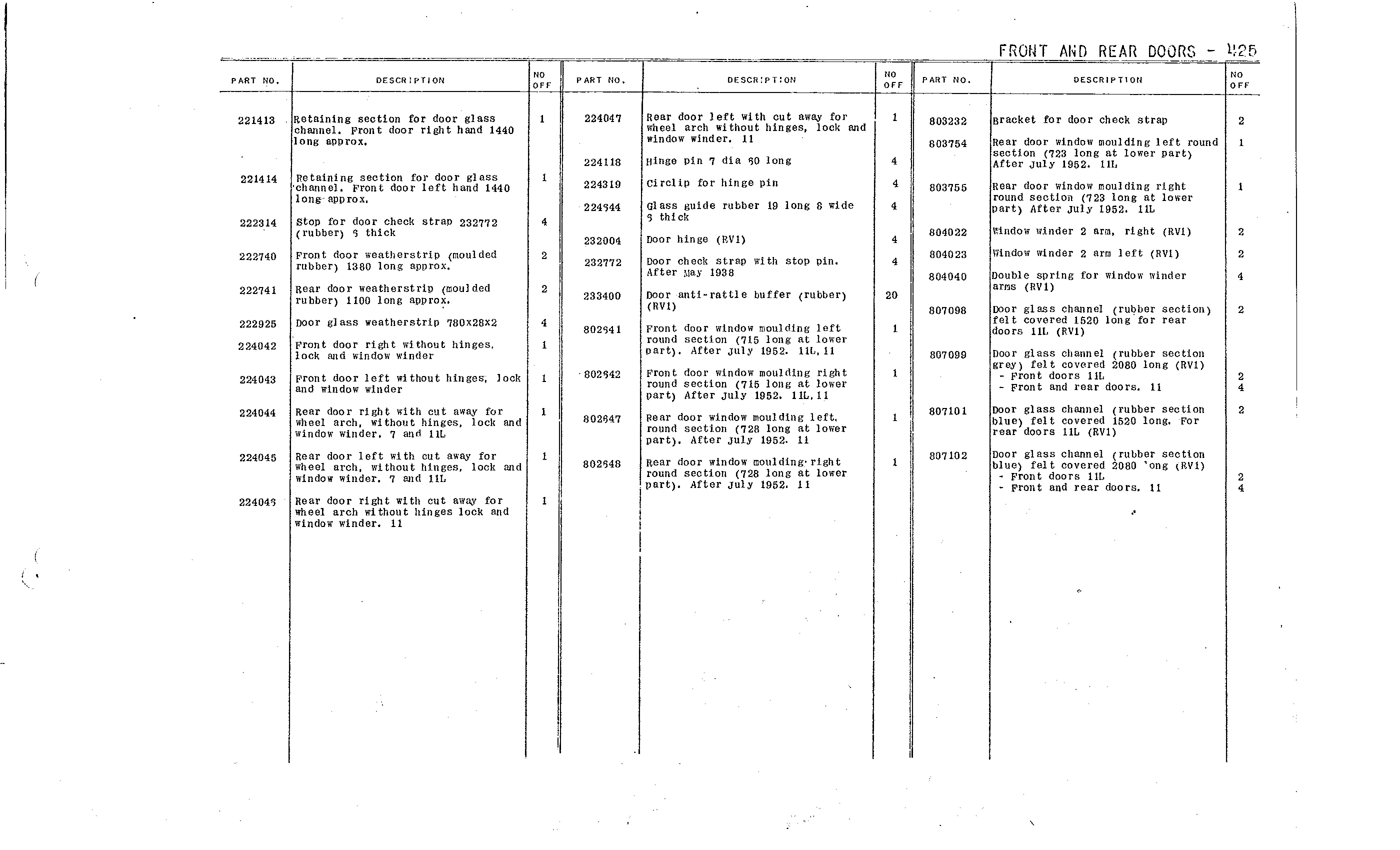 Doors, page 207 of 226 — Front Wheel Drive 7 & 11 Parts Catalogue