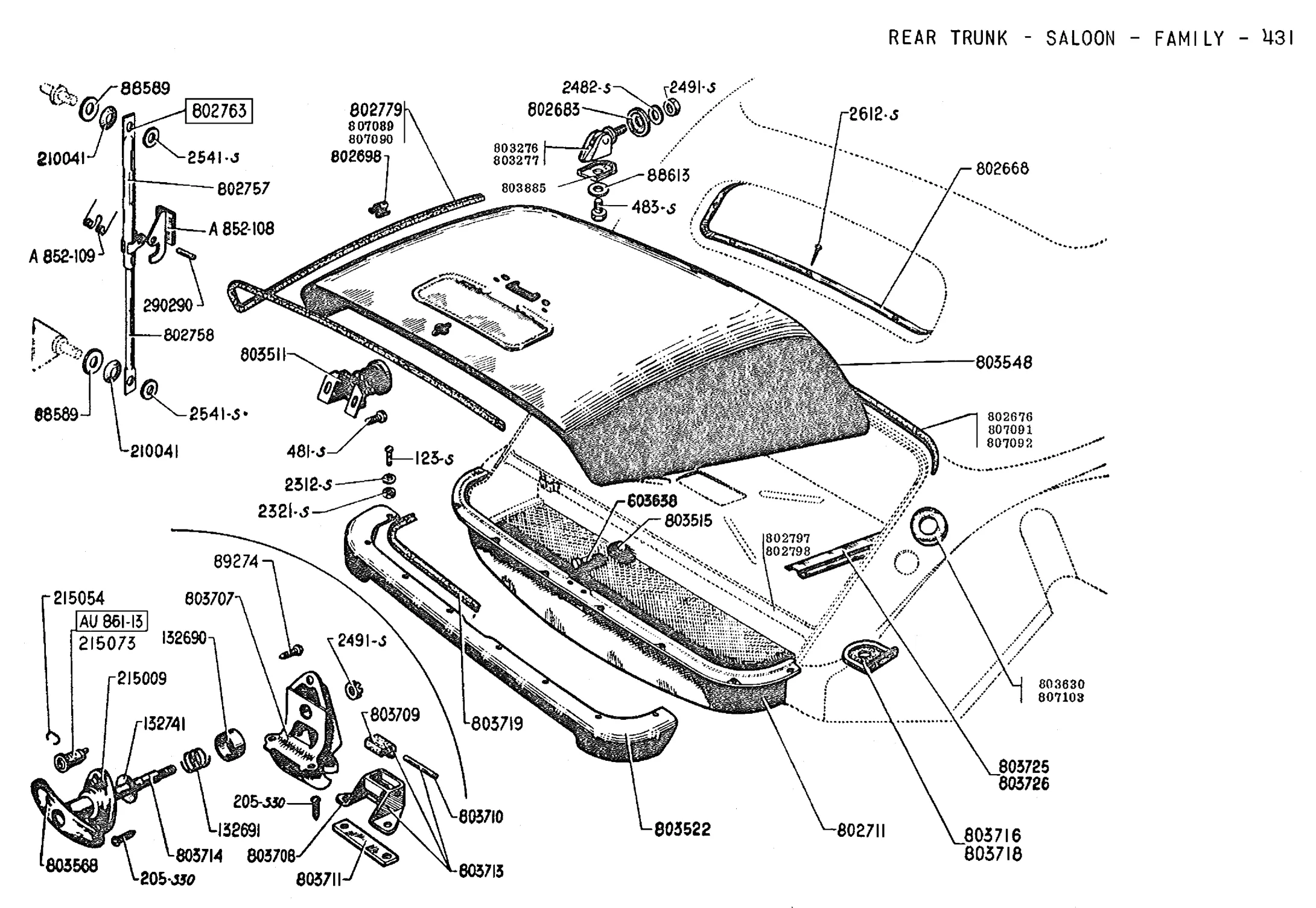 Boot door, late type, page 212 of 226 — Front Wheel Drive 7 & 11 Parts Catalogue