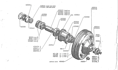 Stub axle, hub, rearings, page 117 — Front Wheel Drive 7 & 11 Parts Catalogue
