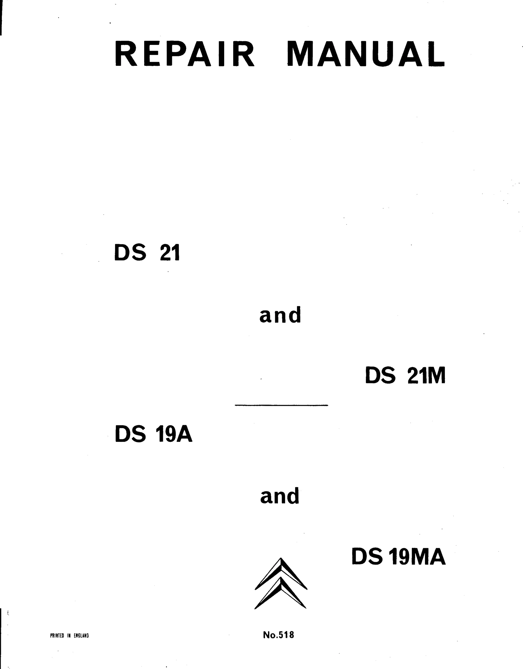 Cover, page 2 of 750 — DS21 & DS21M / DS19A & DS19MA Repair Manual