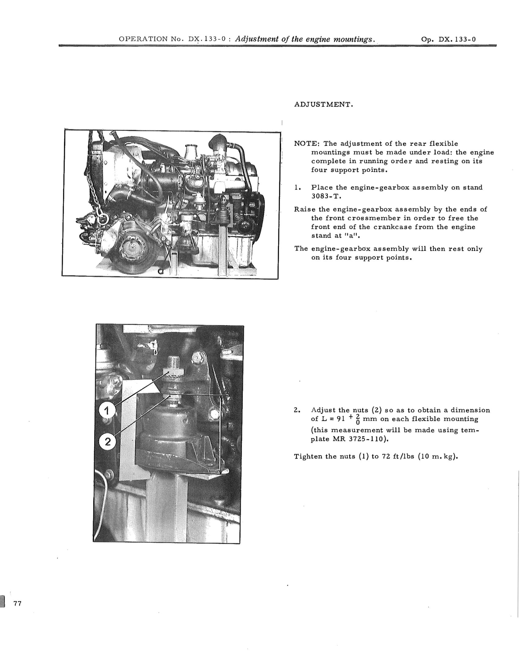 Adjustment of the engine mountings, page 97 of 750 — DS21 & DS21M / DS19A & DS19MA Repair Manual