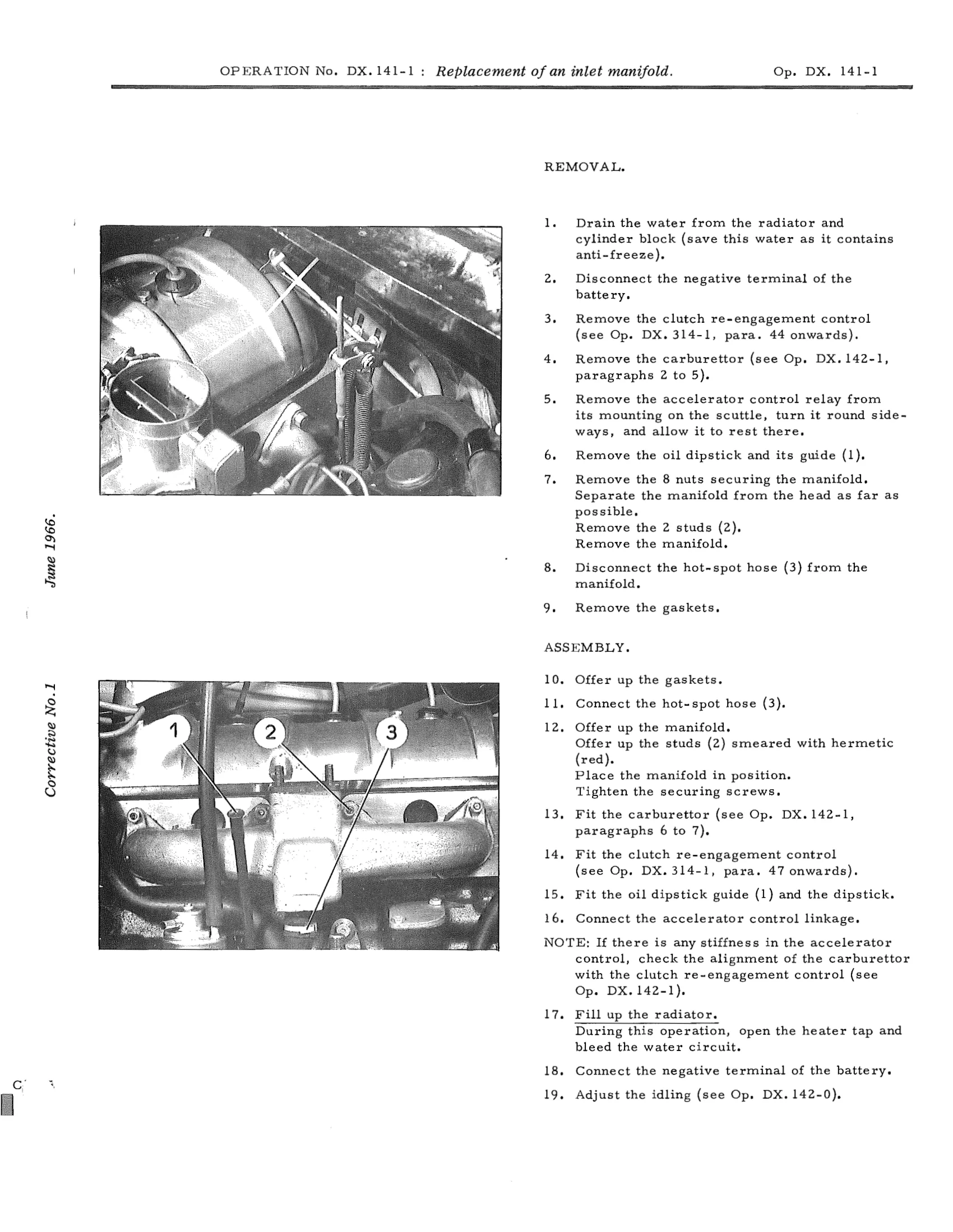 Replacement of an inlet manifold, page 98 of 750 — DS21 & DS21M / DS19A & DS19MA Repair Manual