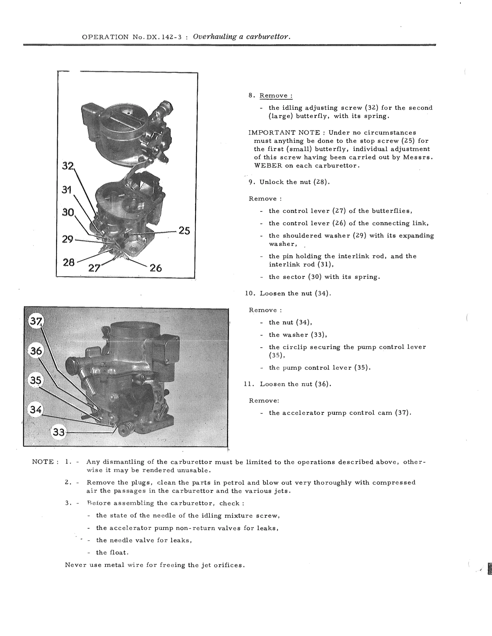 Overhaul carburettor, page 106 of 750 — DS21 & DS21M / DS19A & DS19MA Repair Manual