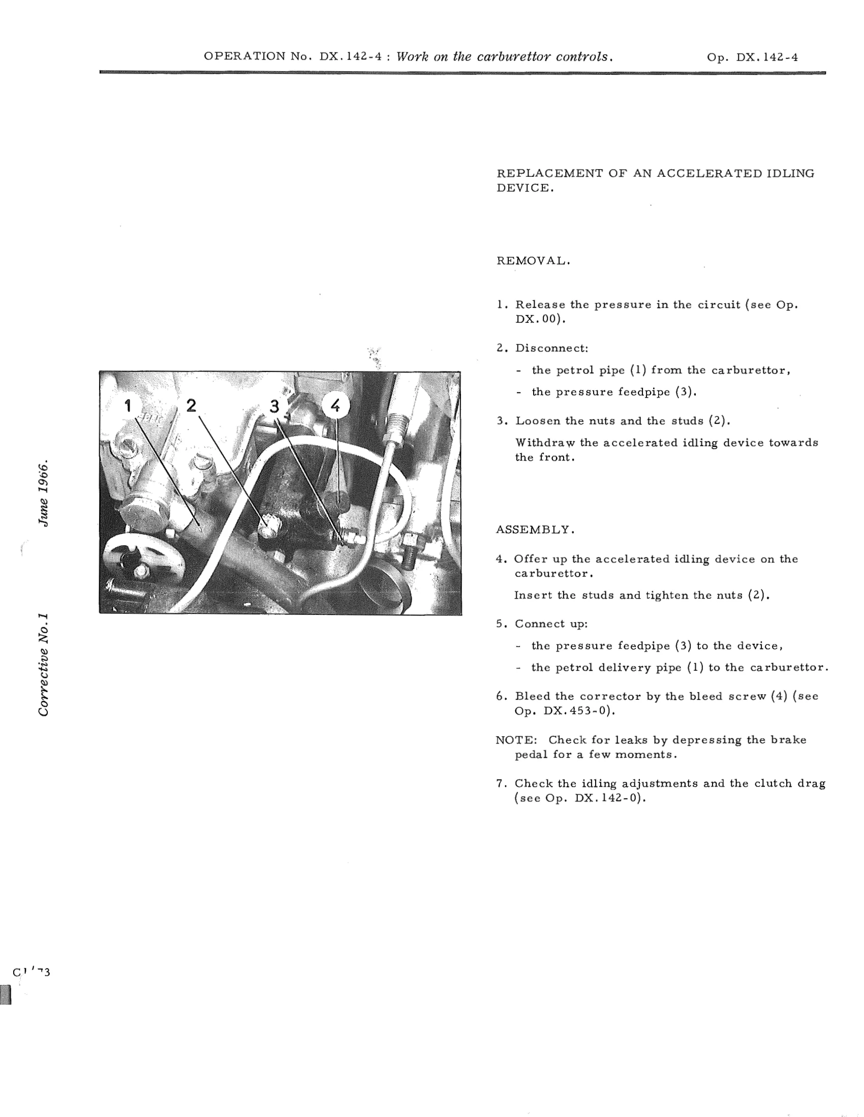 Work on the carburettor controls, page 108 of 750 — DS21 & DS21M / DS19A & DS19MA Repair Manual