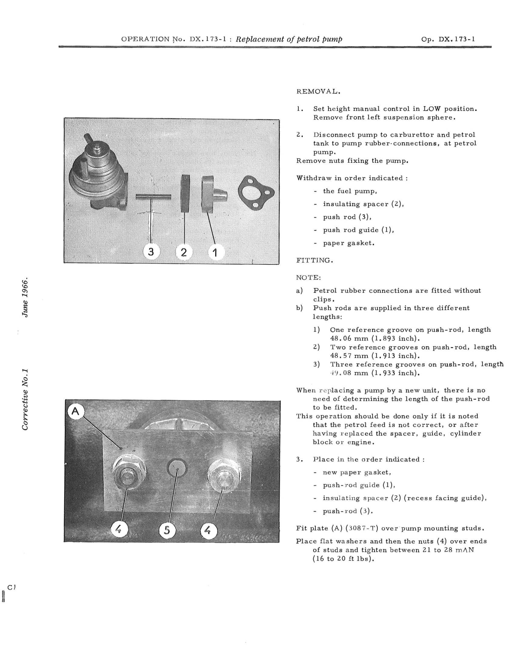 Replacement of petrol pump, page 113 of 750 — DS21 & DS21M / DS19A & DS19MA Repair Manual