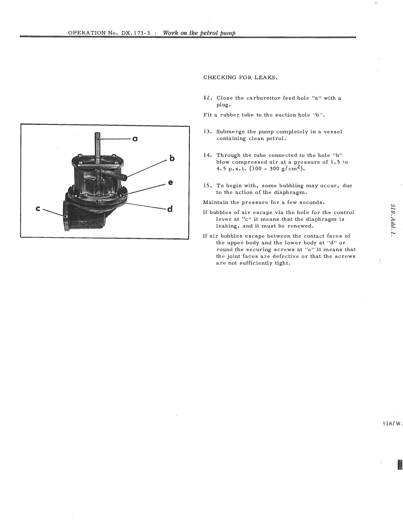 Work on the petrol pump, page 116 of 750 — DS21 & DS21M / DS19A & DS19MA Repair Manual