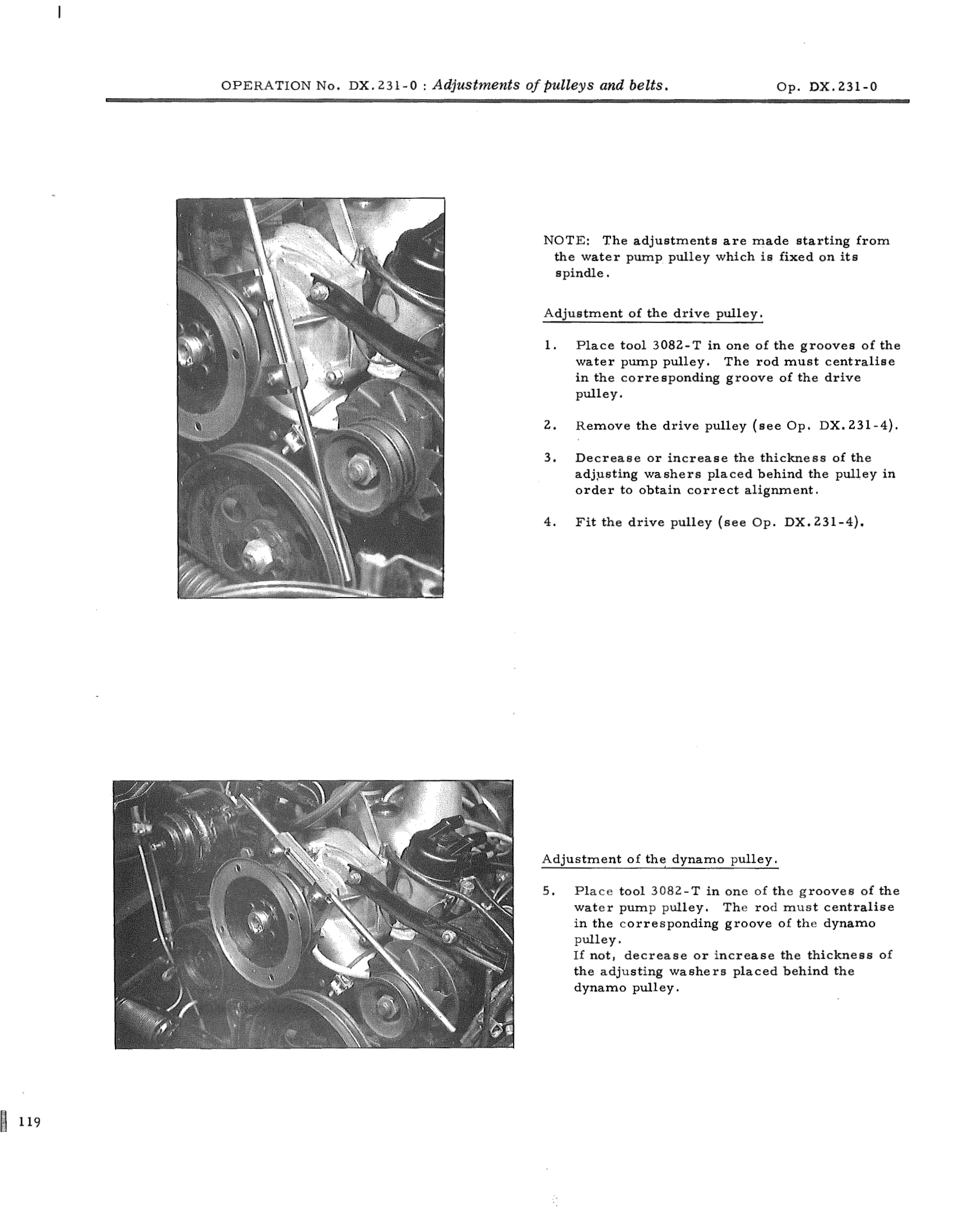 Adjustments of pulleys and belts, page 146 of 750 — DS21 & DS21M / DS19A & DS19MA Repair Manual