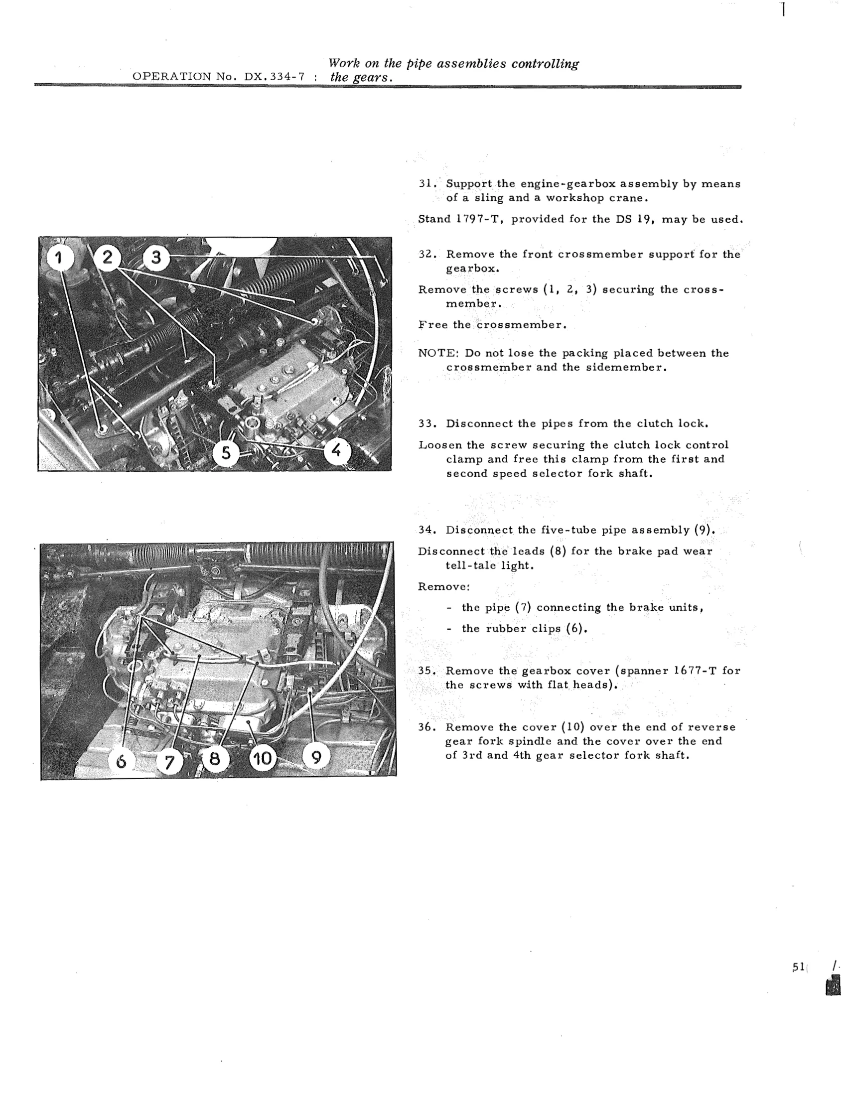 Work on the gearchange pipe assemblies, page 240 of 750 — DS21 & DS21M / DS19A & DS19MA Repair Manual