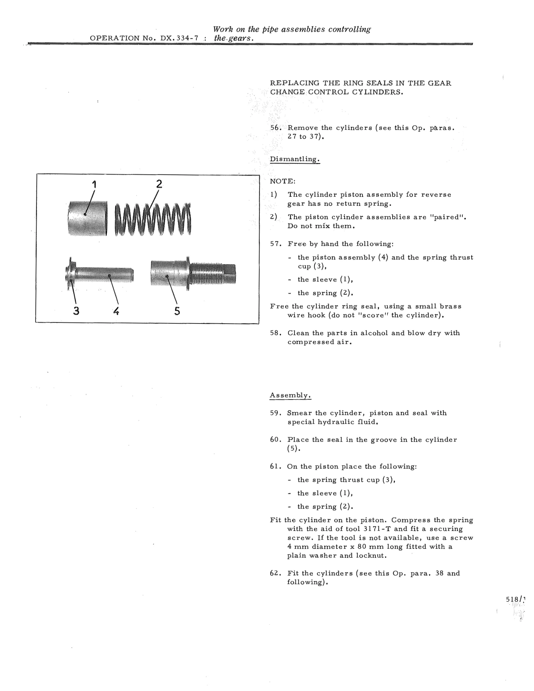 Replace ring seals in gear control cylinders, page 246 of 750 — DS21 & DS21M / DS19A & DS19MA Repair Manual