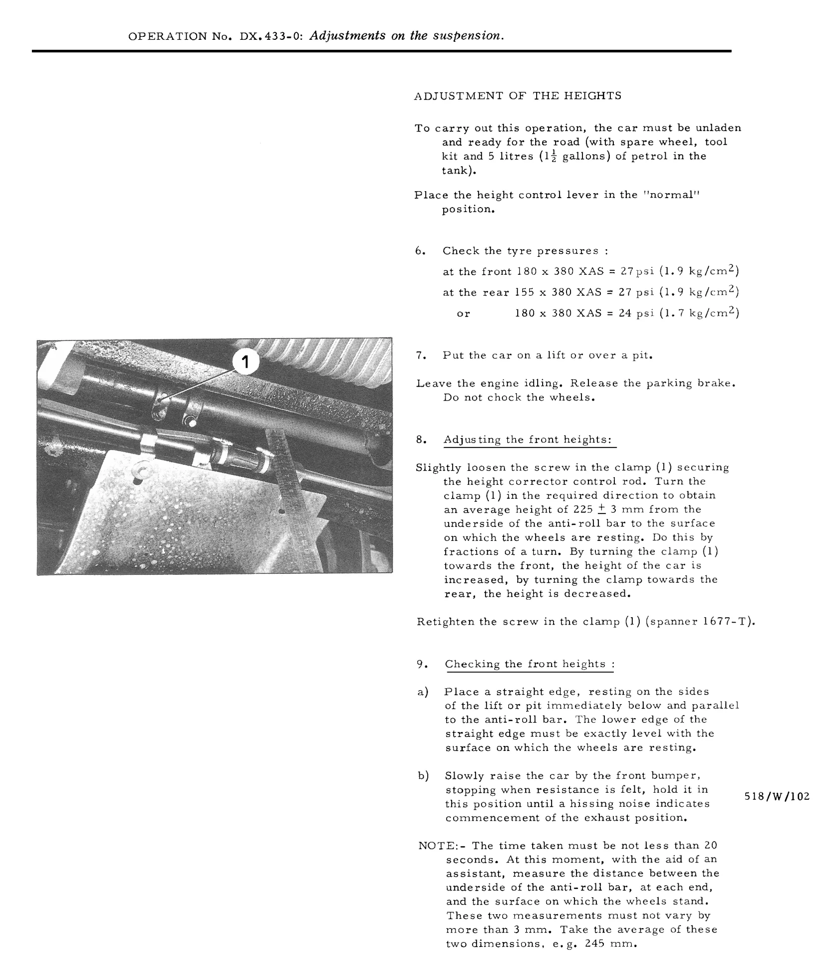 Adjustments on the suspension, page 319 of 750 — DS21 & DS21M / DS19A & DS19MA Repair Manual
