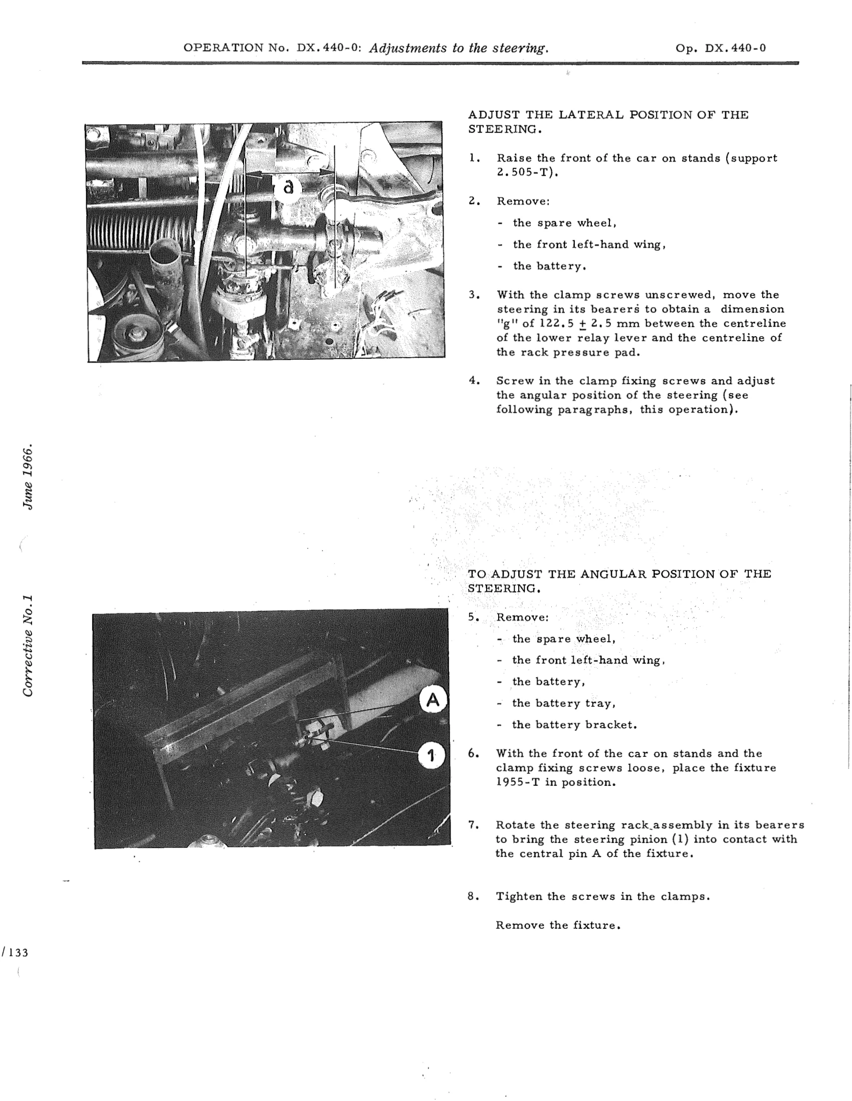 Adjustments to the steering, page 361 of 750 — DS21 & DS21M / DS19A & DS19MA Repair Manual