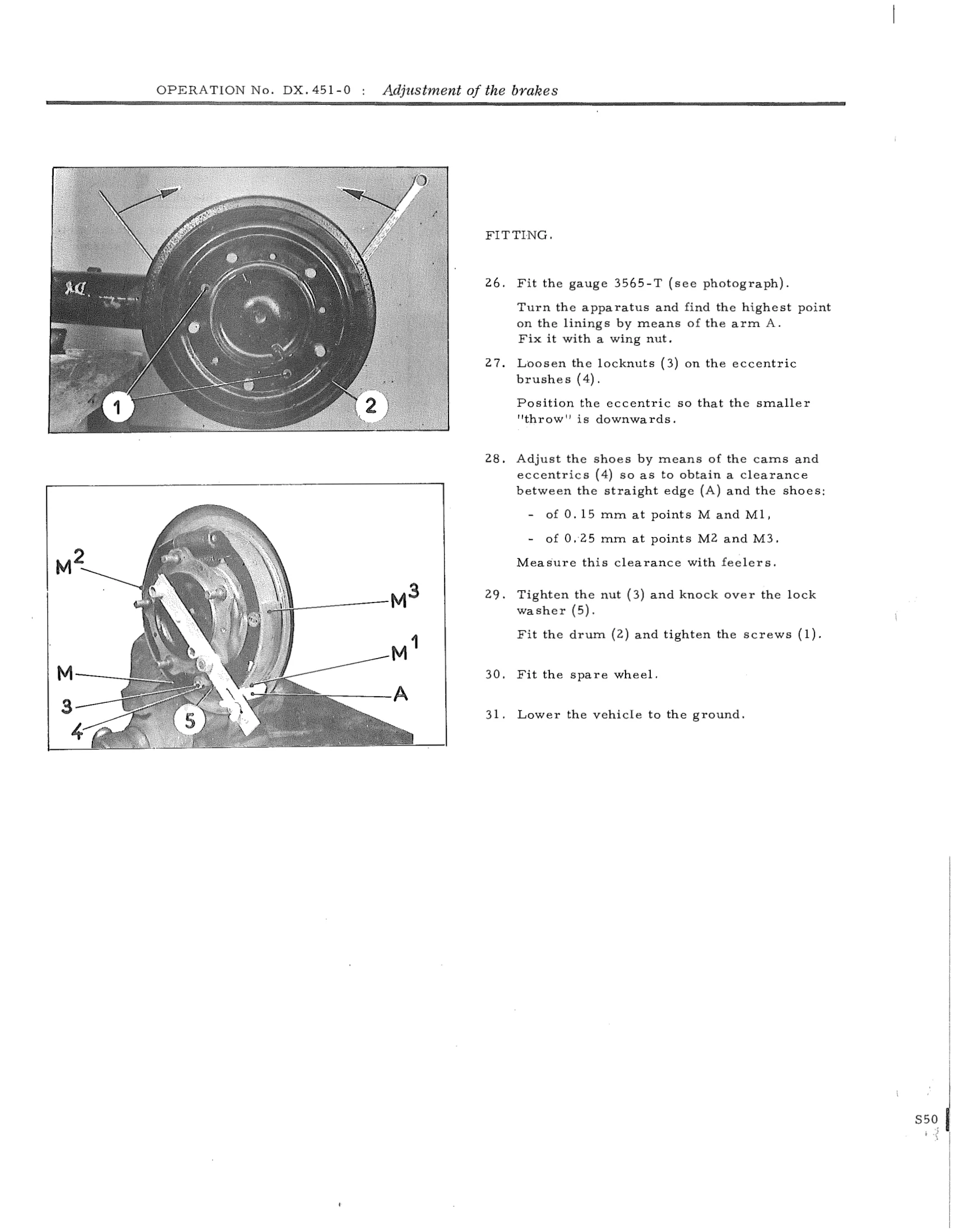 Adjustment of the brakes, page 405 of 750 — DS21 & DS21M / DS19A & DS19MA Repair Manual
