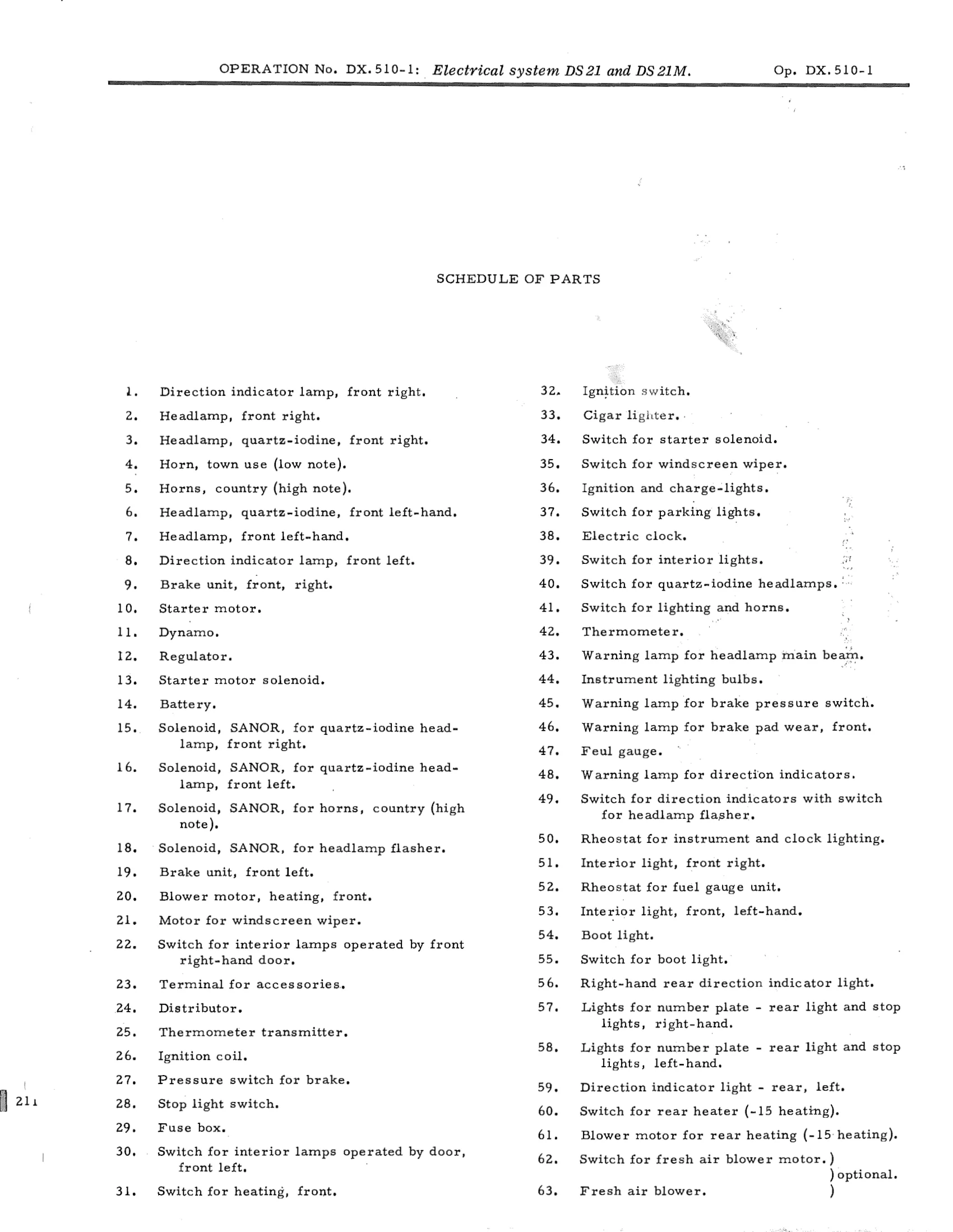 Electrical system DS 21 and DS 21M, page 434 of 750 — DS21 & DS21M / DS19A & DS19MA Repair Manual