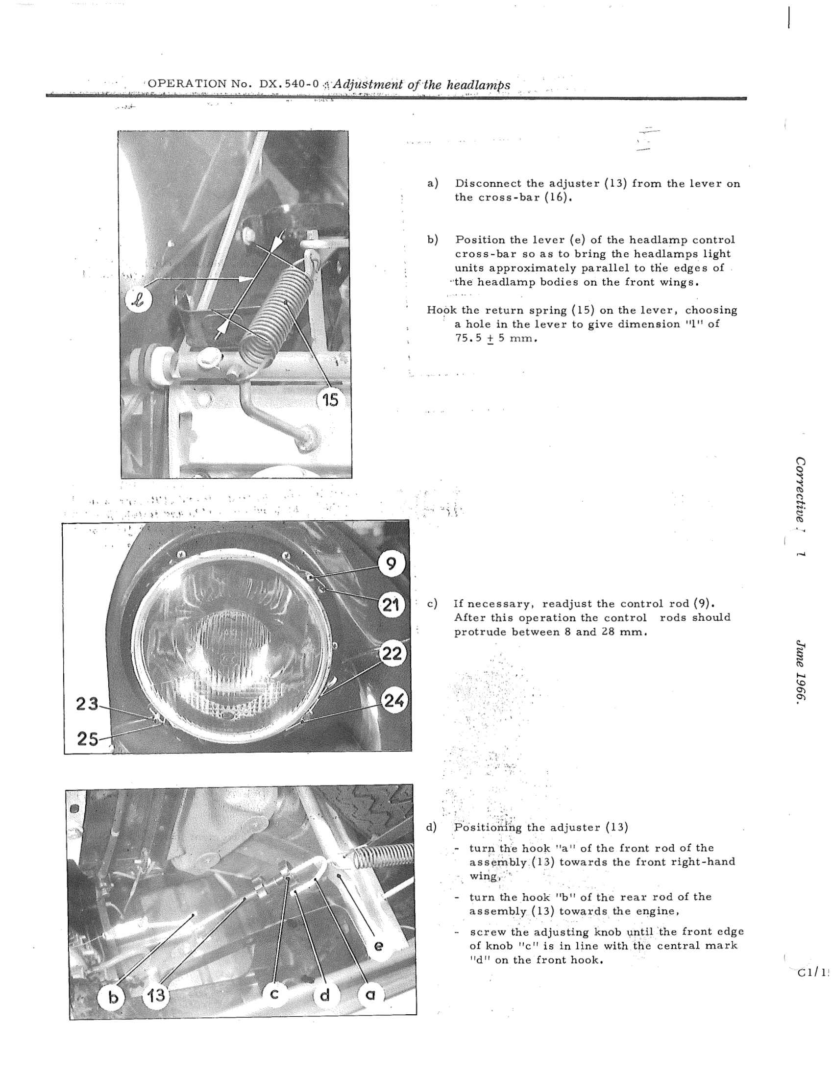 ; Adjustment of the headlamps, page 455 of 750 — DS21 & DS21M / DS19A & DS19MA Repair Manual