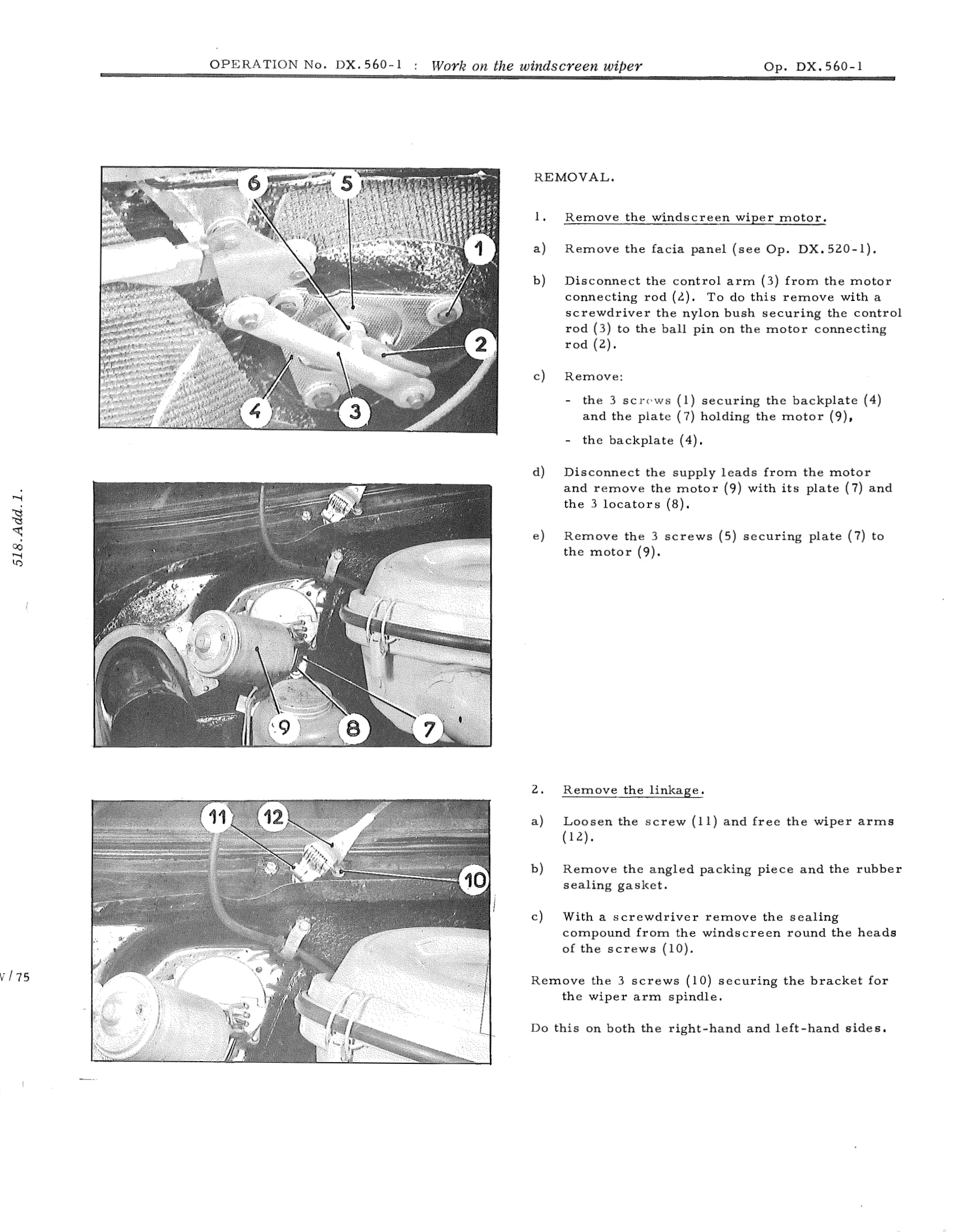 Work on the windscreen wiper, page 460 of 750 — DS21 & DS21M / DS19A & DS19MA Repair Manual